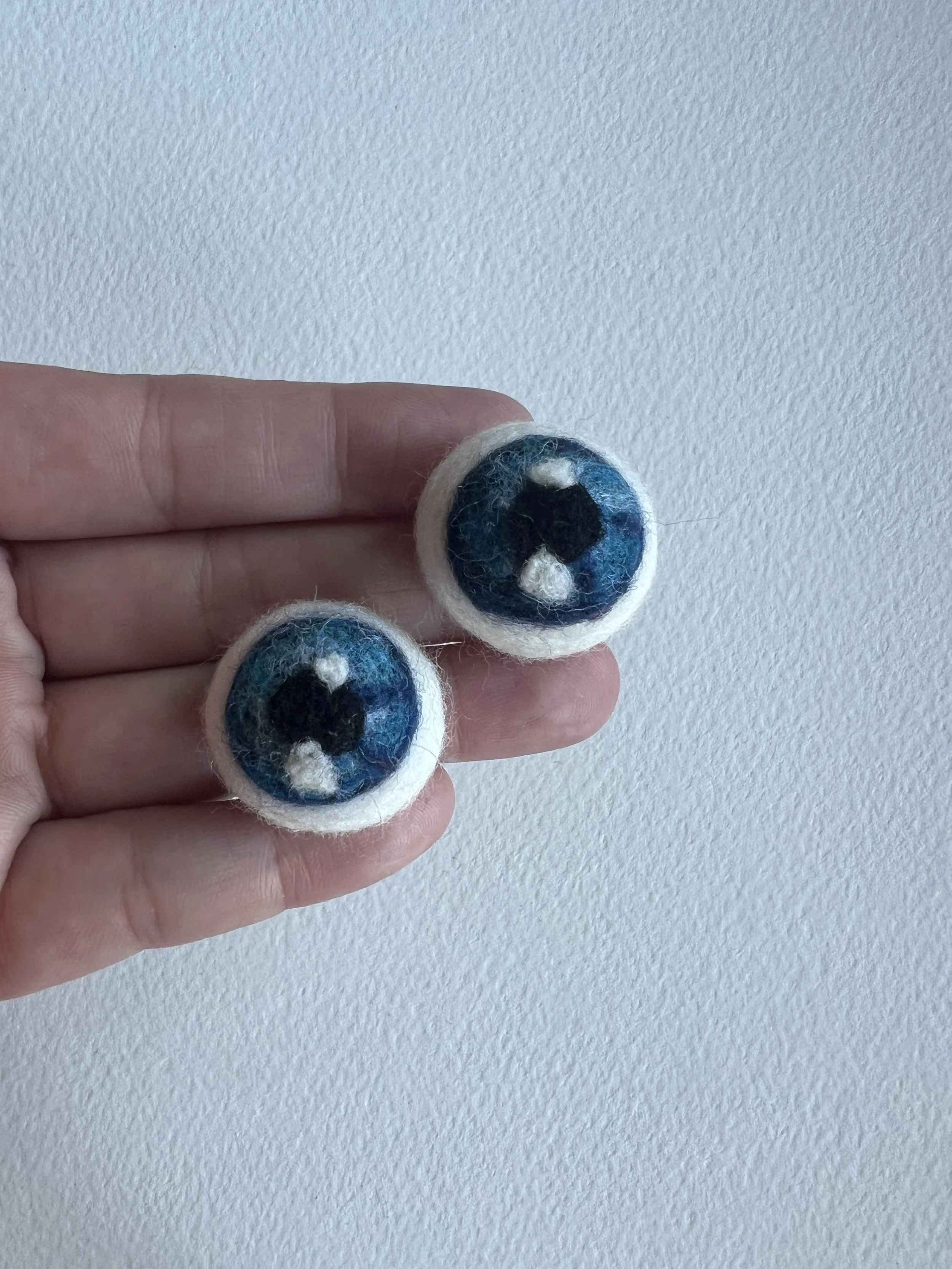 SOLD OUT Felted Eyeball Pins -Blue Eyes