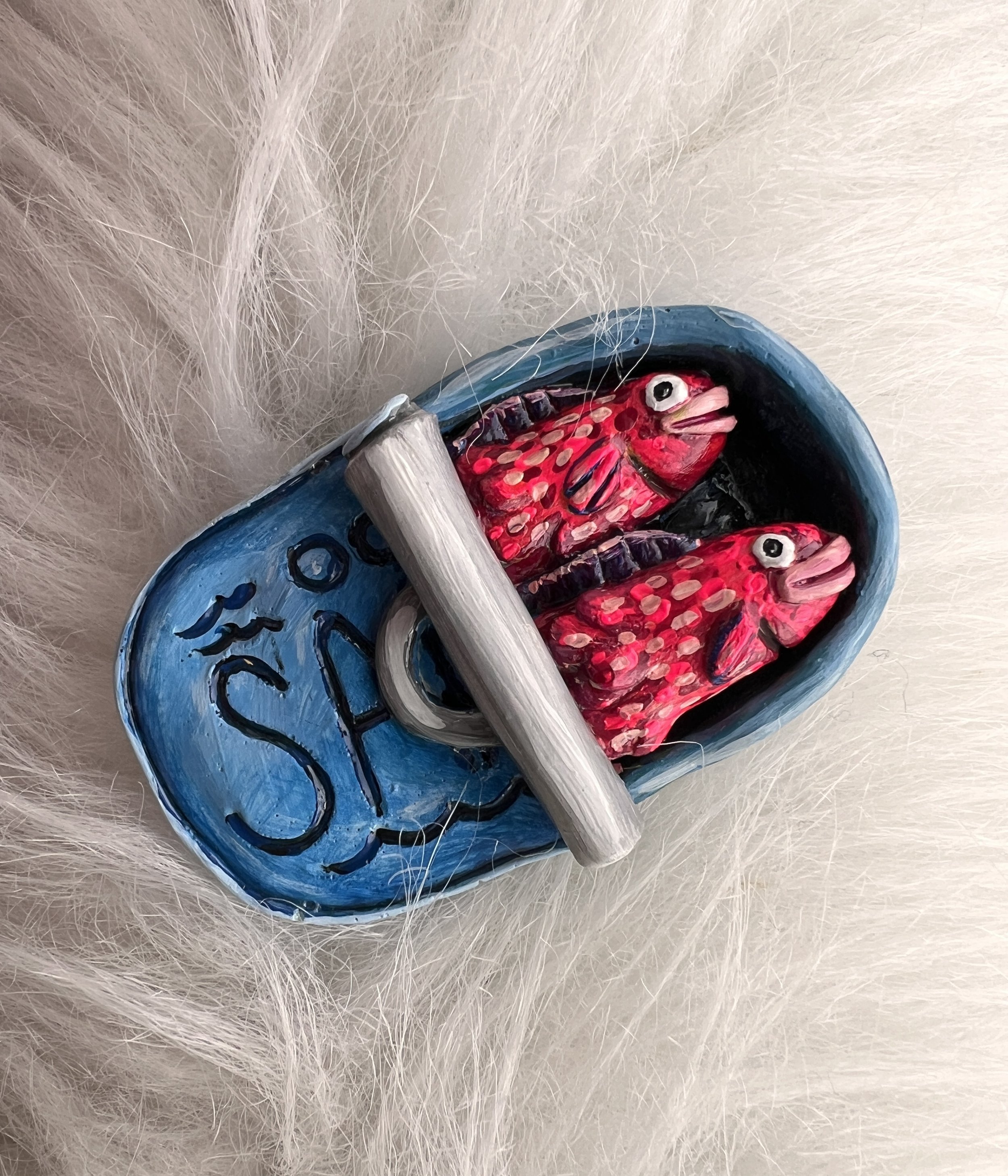 Hand Painted, Resin Tin Fish Pin