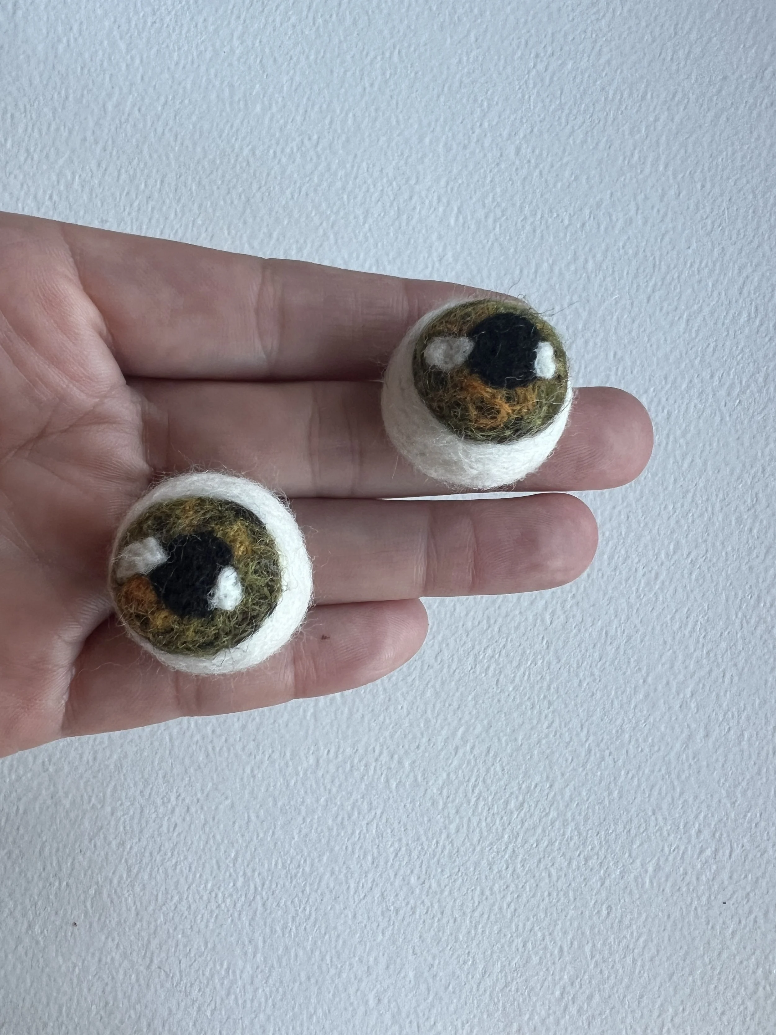 SOLD OUT Felted Eyeball Pins - Light Hazel Eyes