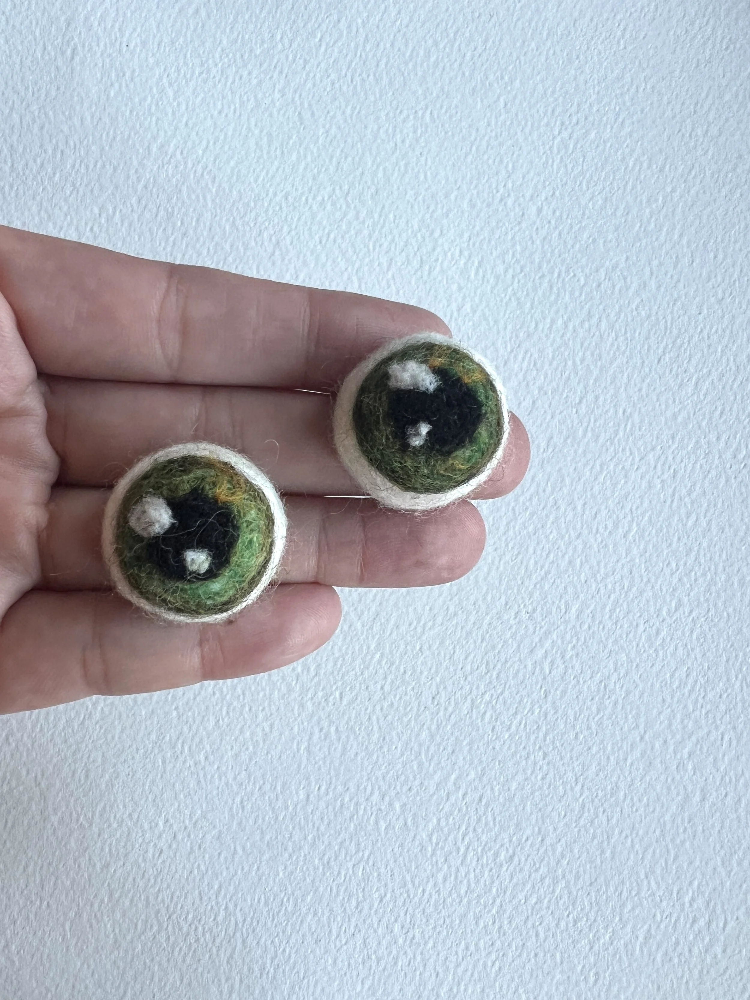 SOLD OUT Felted Eyeball Pins -Green Eyes