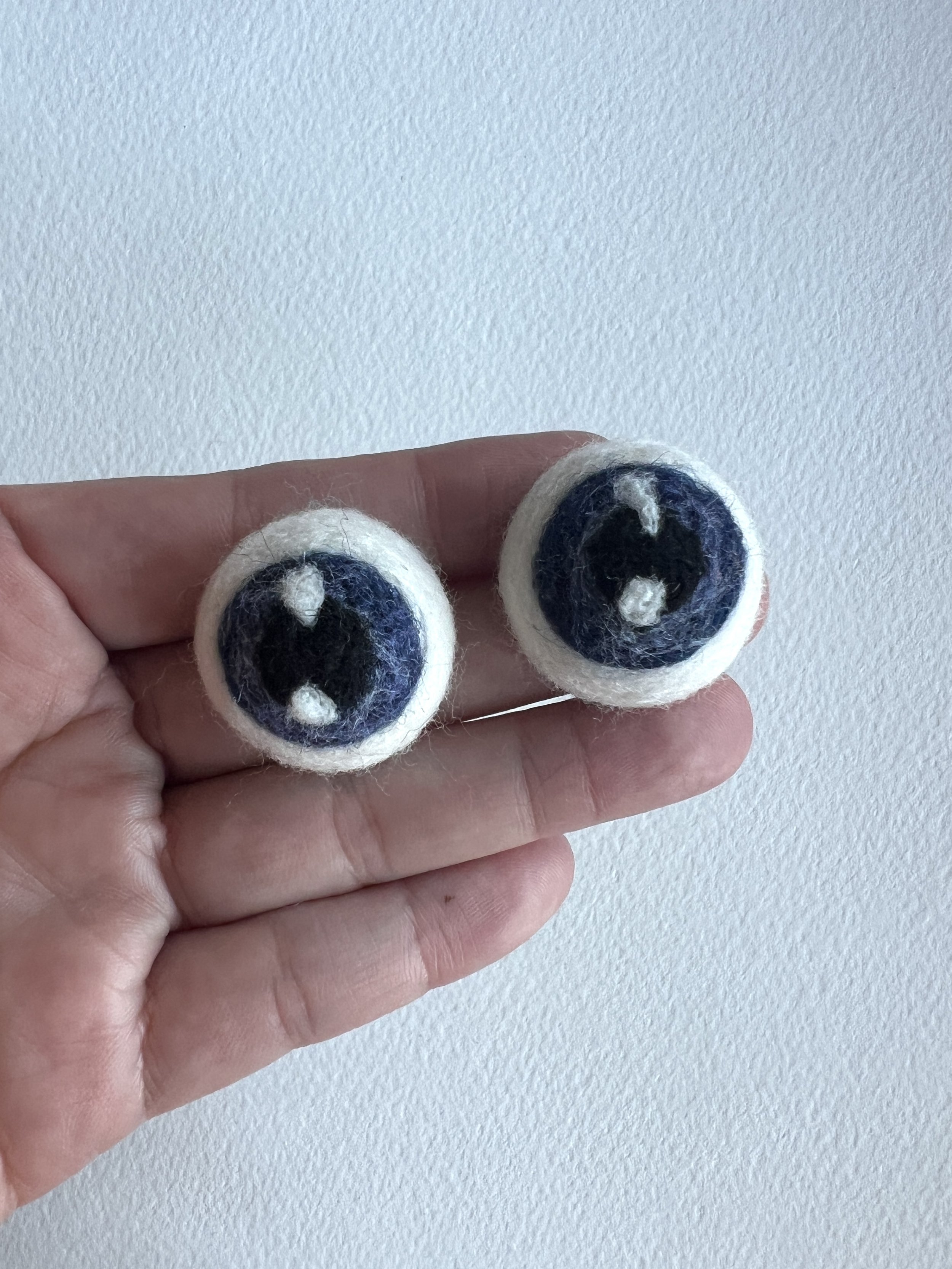 SOLD OUT Felted Eyeball Pins -Grey Purple Eyes