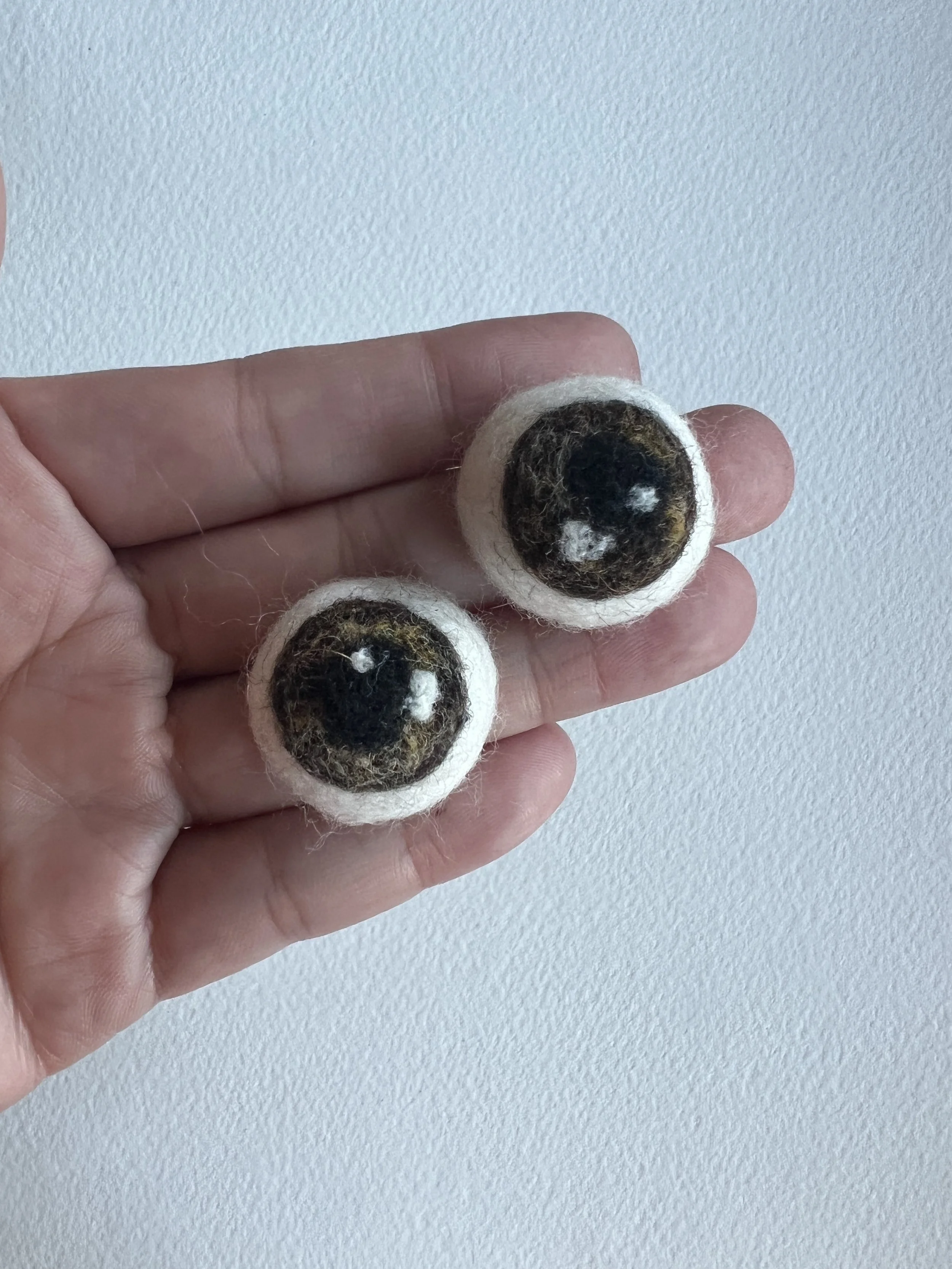 Felted Eyeball Pins - Dark Hazel Eyes