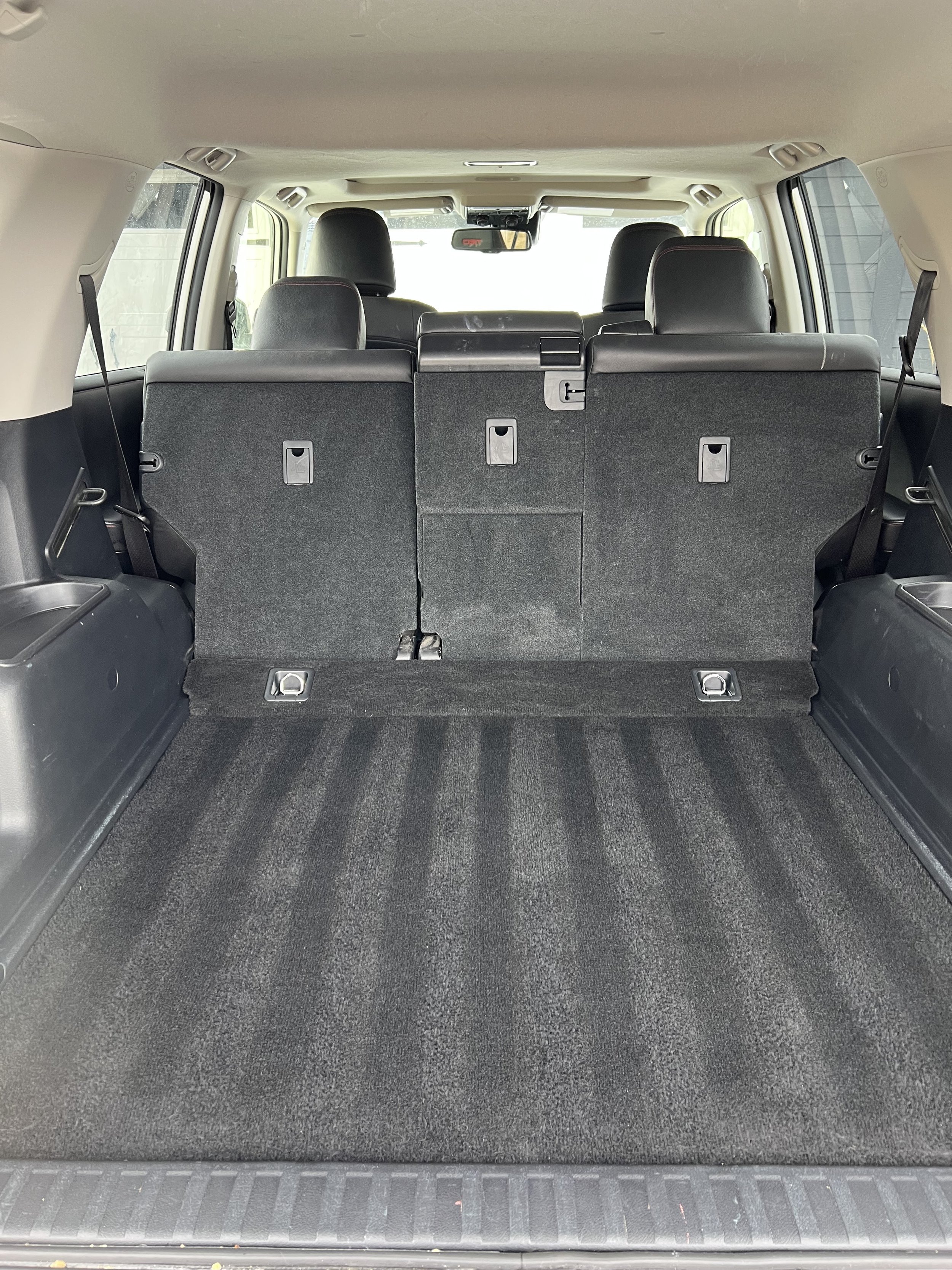 SUV cargo area with rear seats upright
