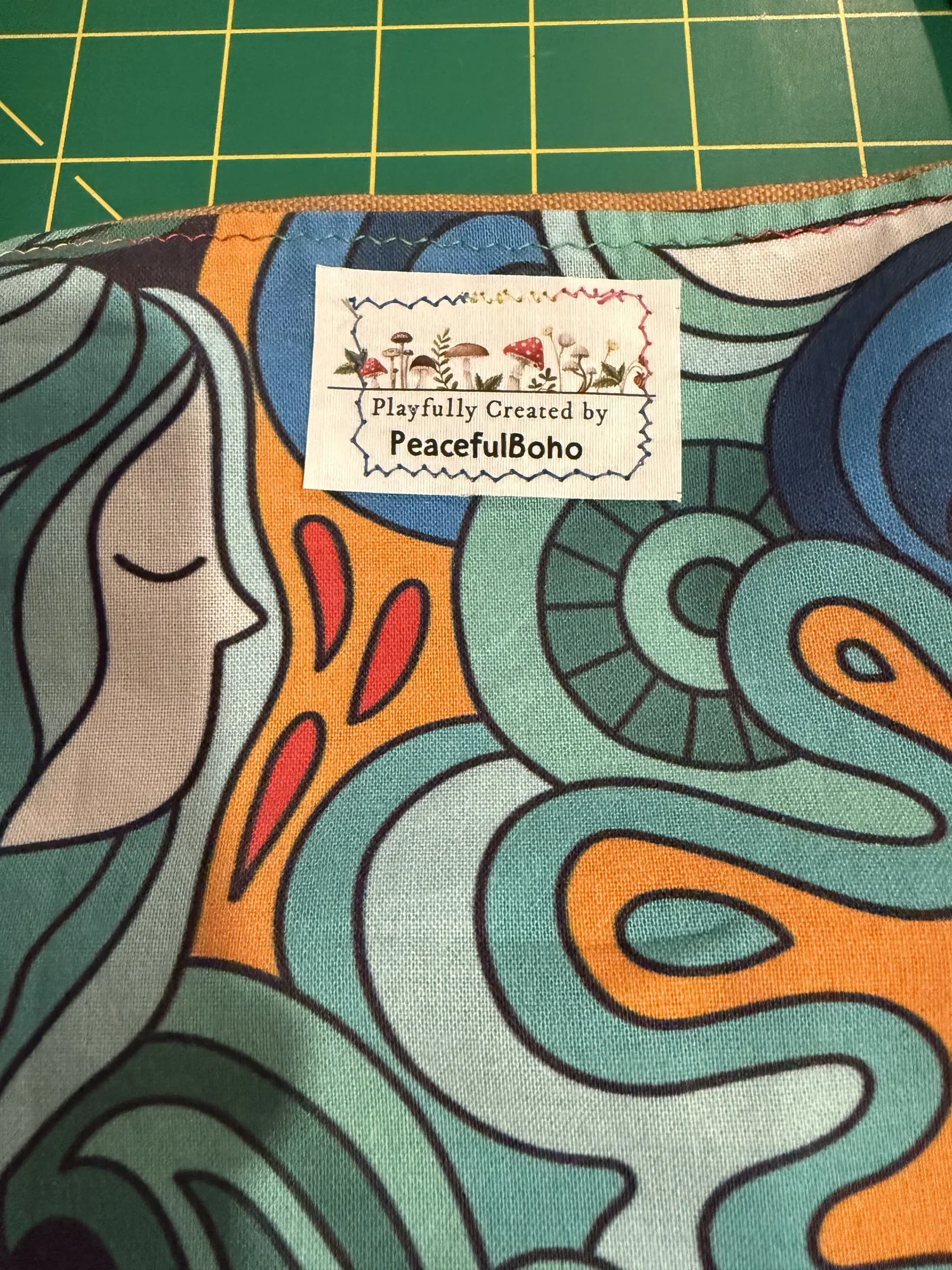 Material with peacefulboho label