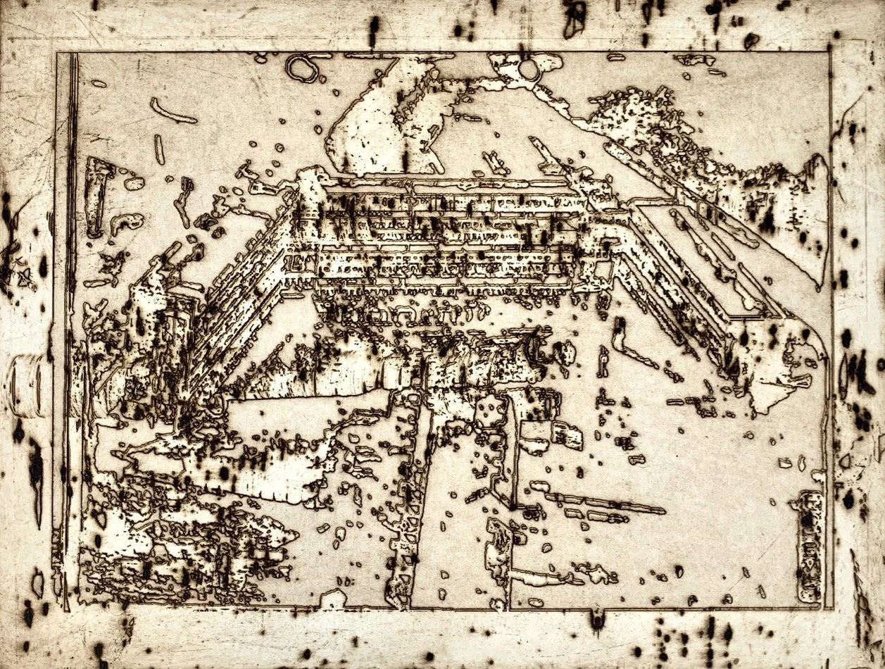 'Rossville' 2025. Photopolymer etching on Somerset. Edition of 10. 30cm x 39.5cim