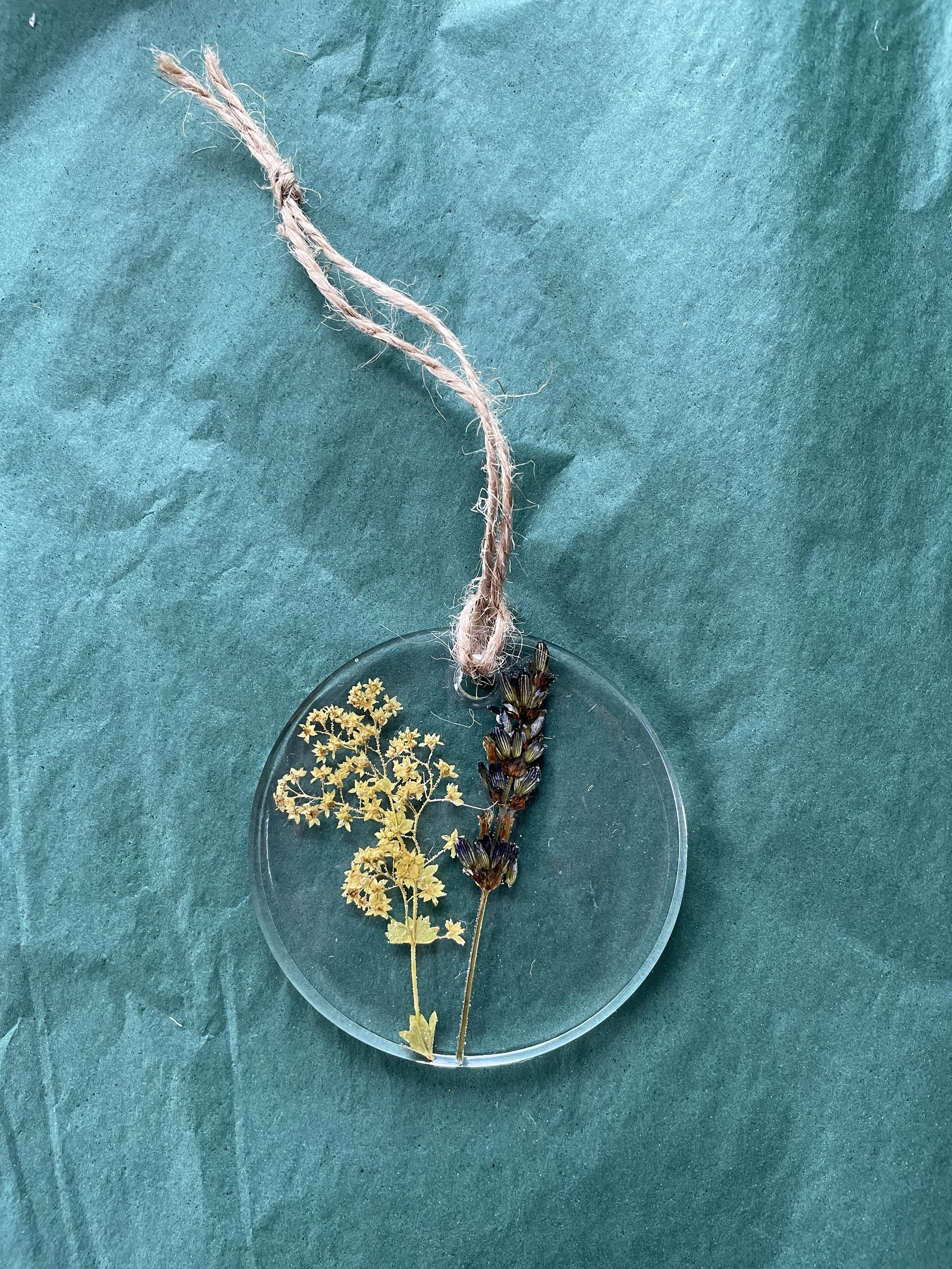 Lughnasa Pressed flower Decoration Lavender and Lady's Mantle