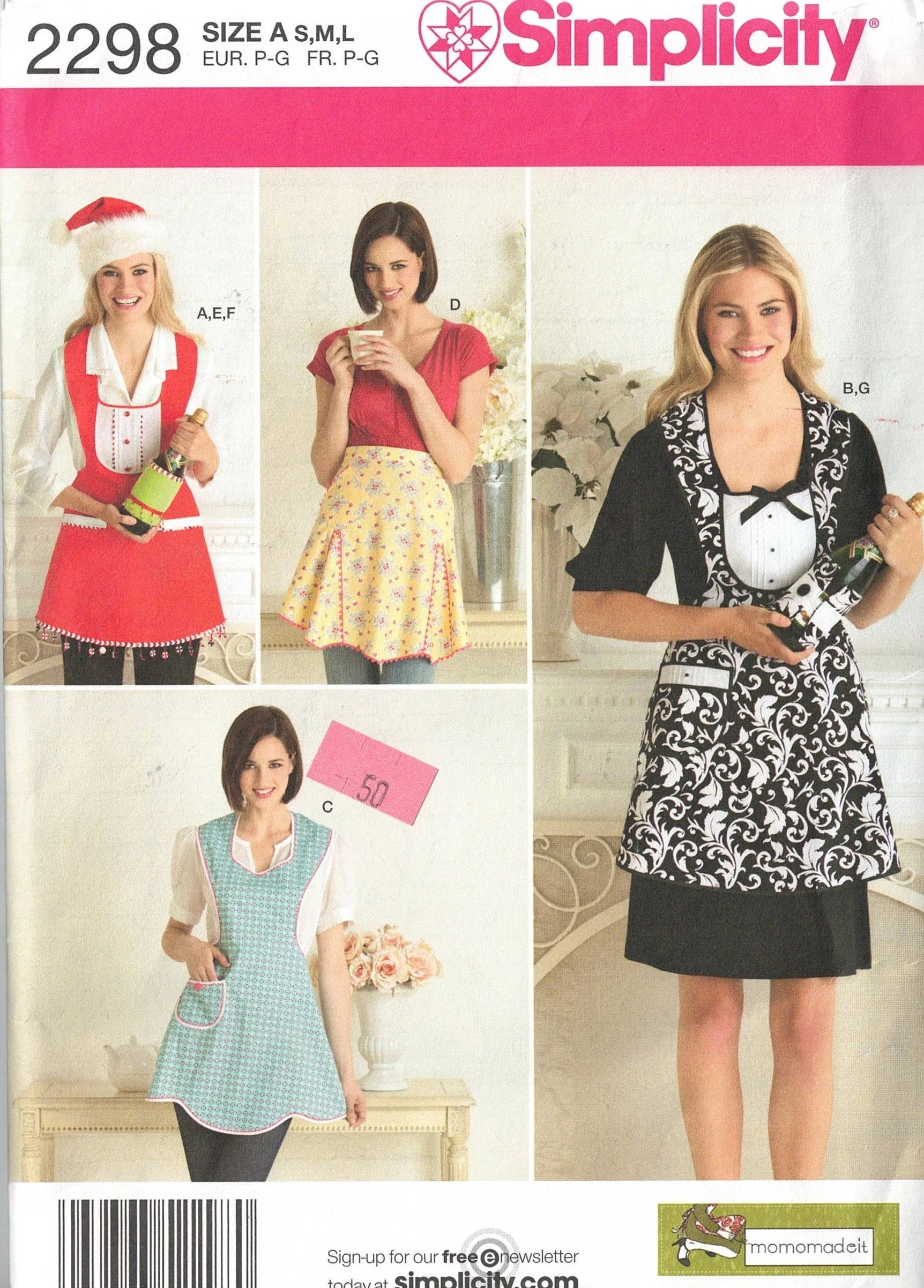 #10 Simplicity 2298 (Adult Sizes Sm-Lg) $30-35 Options: A, B, C, D, E, F or G.
