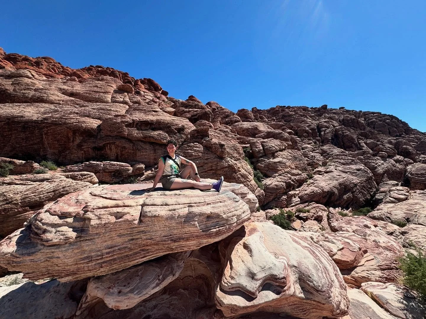 Hiking Red Rock Canyon just outside of Las Vegas 🏜️ 
 
This was an incredibly hot day, but I loved spending the morning exploring the Nevada landscape with my friends! ☀️
 
#redrockcanyon #redrockcanyonstatepark #nevadadesert #travelnevada #redrocks