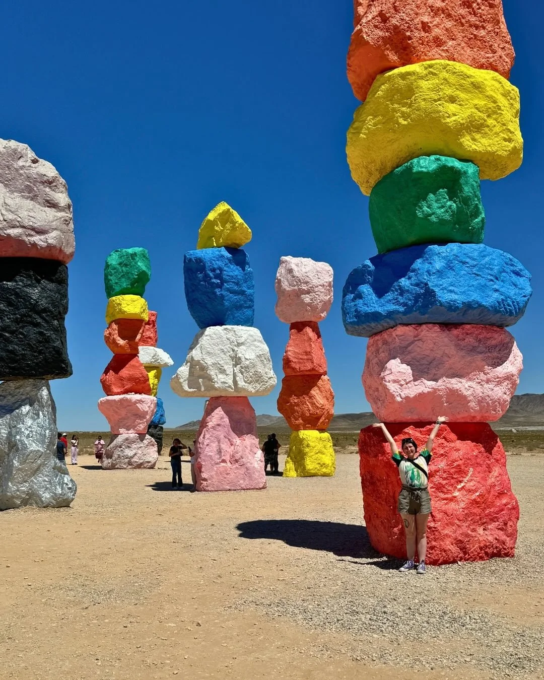 Seven Magic Mountains is a must visit! 🌈
 
Just a short drive from Las Vegas, Seven Magic Mountains is a stunning, colourful art piece in the middle of the desert. 🥰
 
I am so glad we stopped by on our way back to Vegas from Red Rock Canyon. I&rsqu