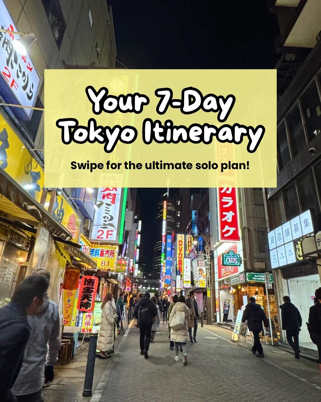 If you&rsquo;re planning a solo travel adventure to Tokyo, use my own itinerary! 🇯🇵
 
This itinerary balances iconic sights with essential downtime, ensuring you get the full experience without the burnout.
 
Swipe through for the best 7-day Tokyo 