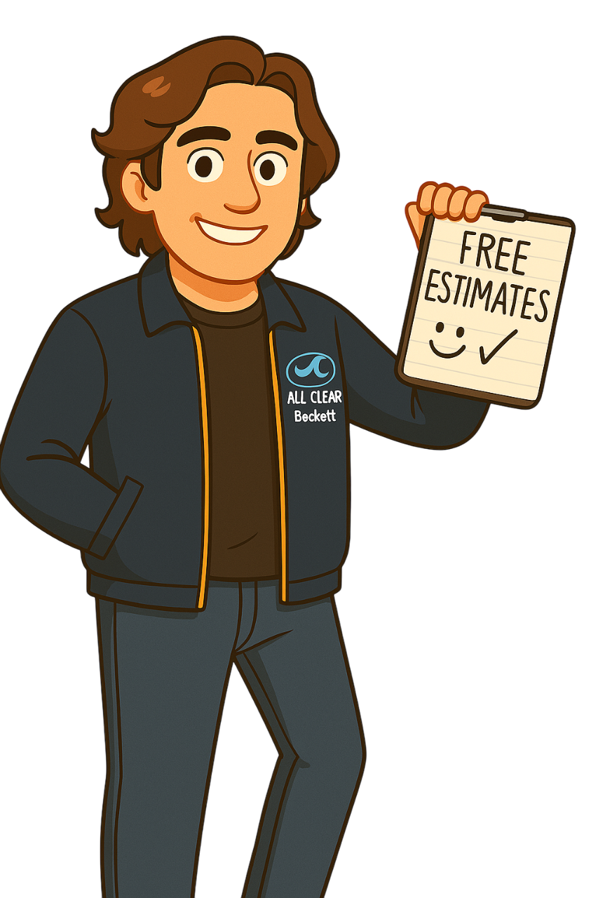 cartoon estimator with free estimates written on clipboard