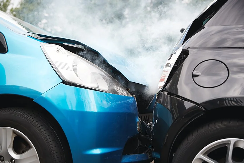 two cars collide