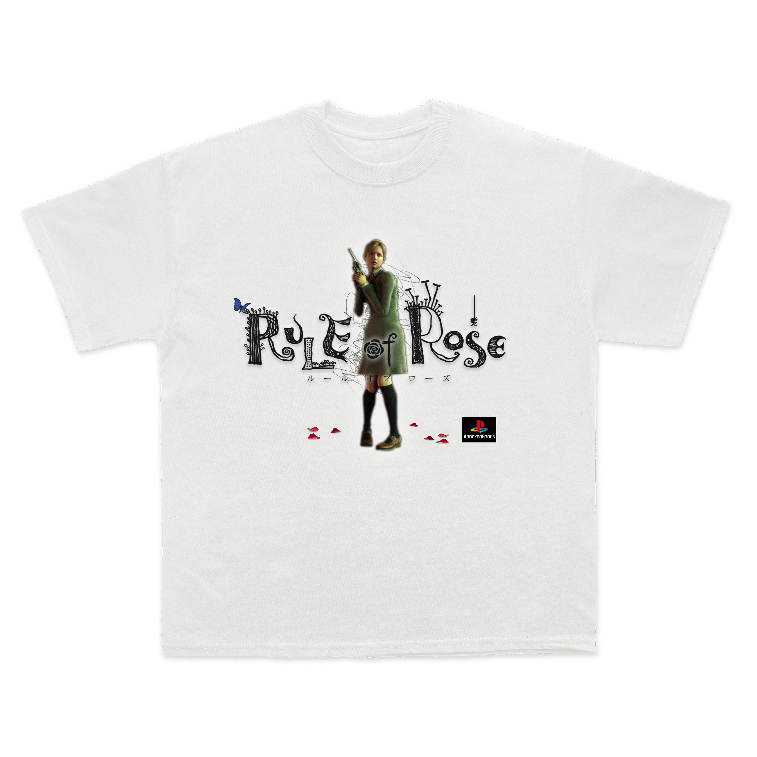 Rule of Rose PS2 vintage survival horror game t-shirt front graphic