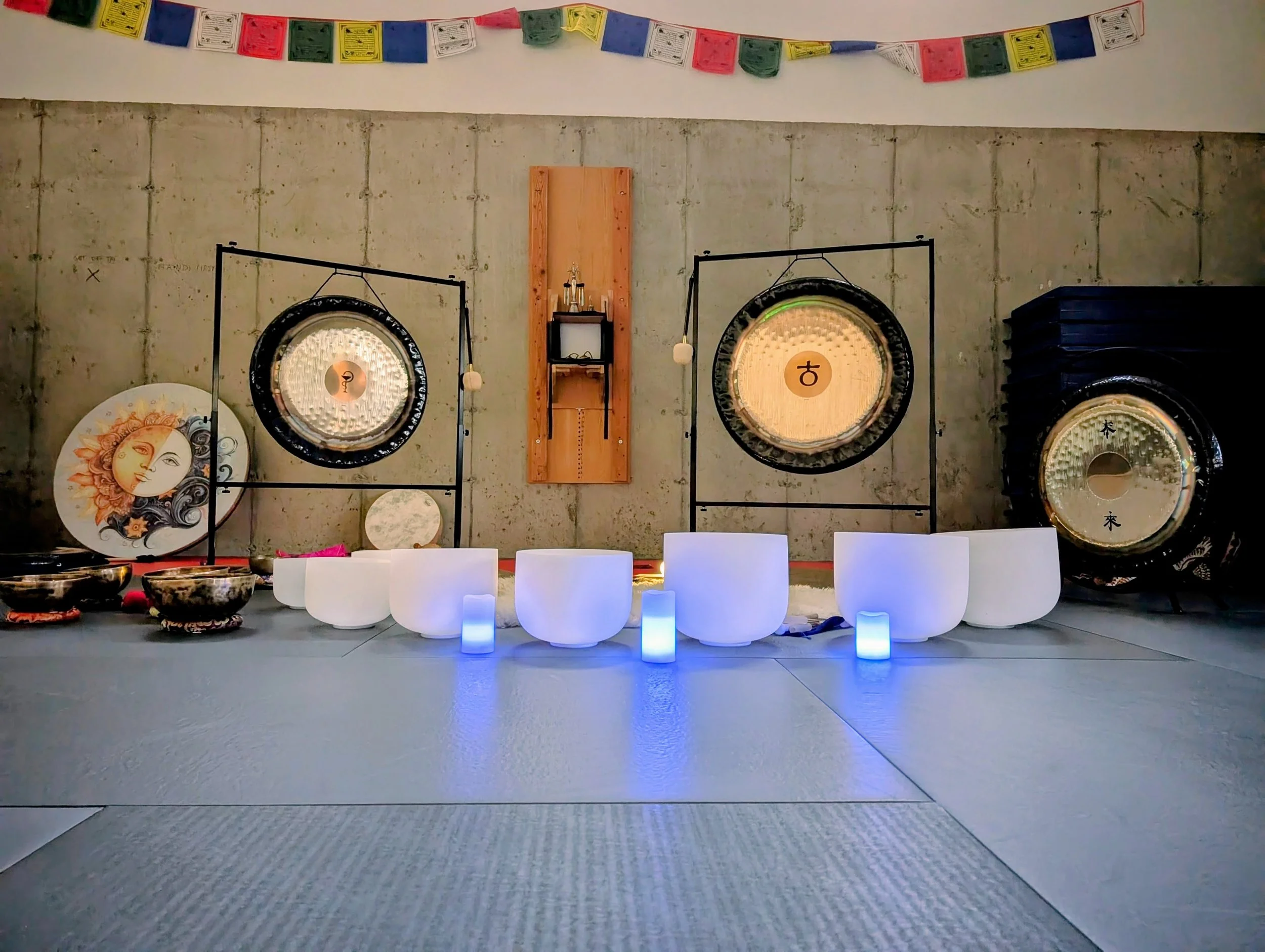 Crystal bowls, gongs, drums