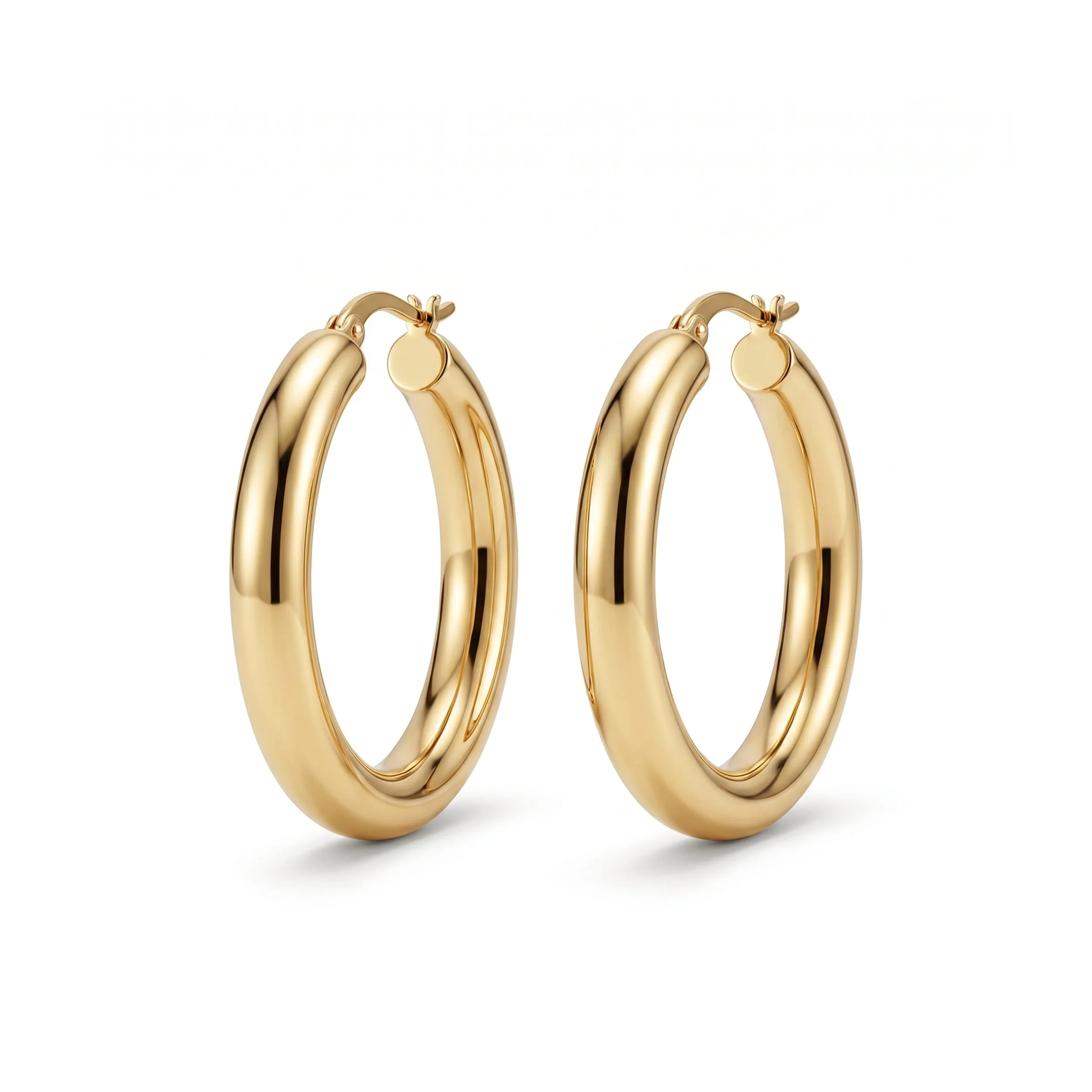 18K Yellow Gold Chunky Tube Hoop Earrings (3.65g)