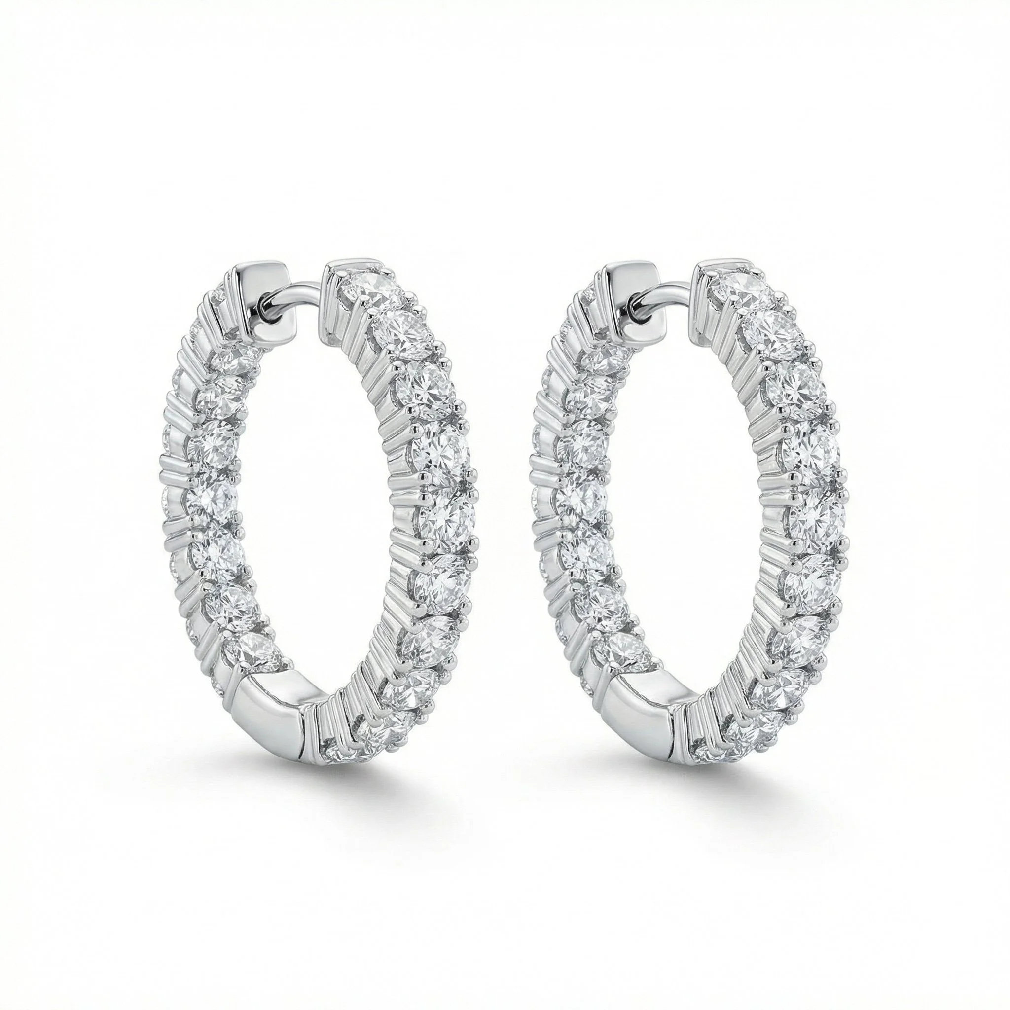 18K White Gold & Diamond Hoop Earrings (1.98ct) (8.52g)