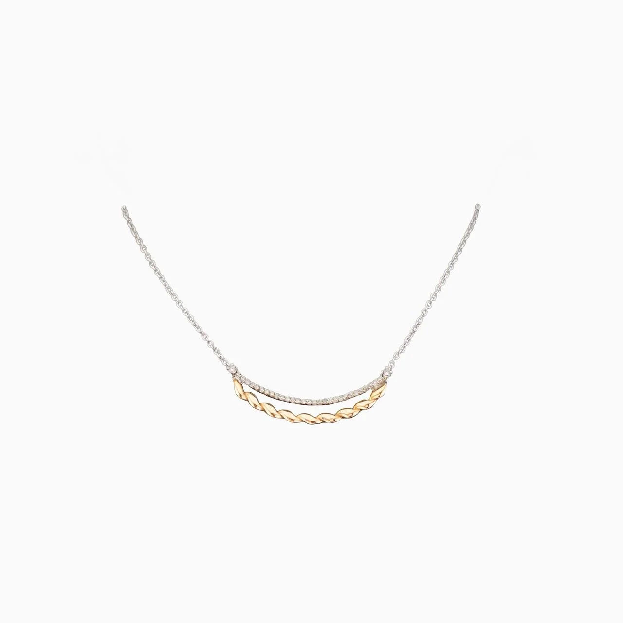 18K White Gold & Diamond Two-Tone Twist Pendant (0.18ct)