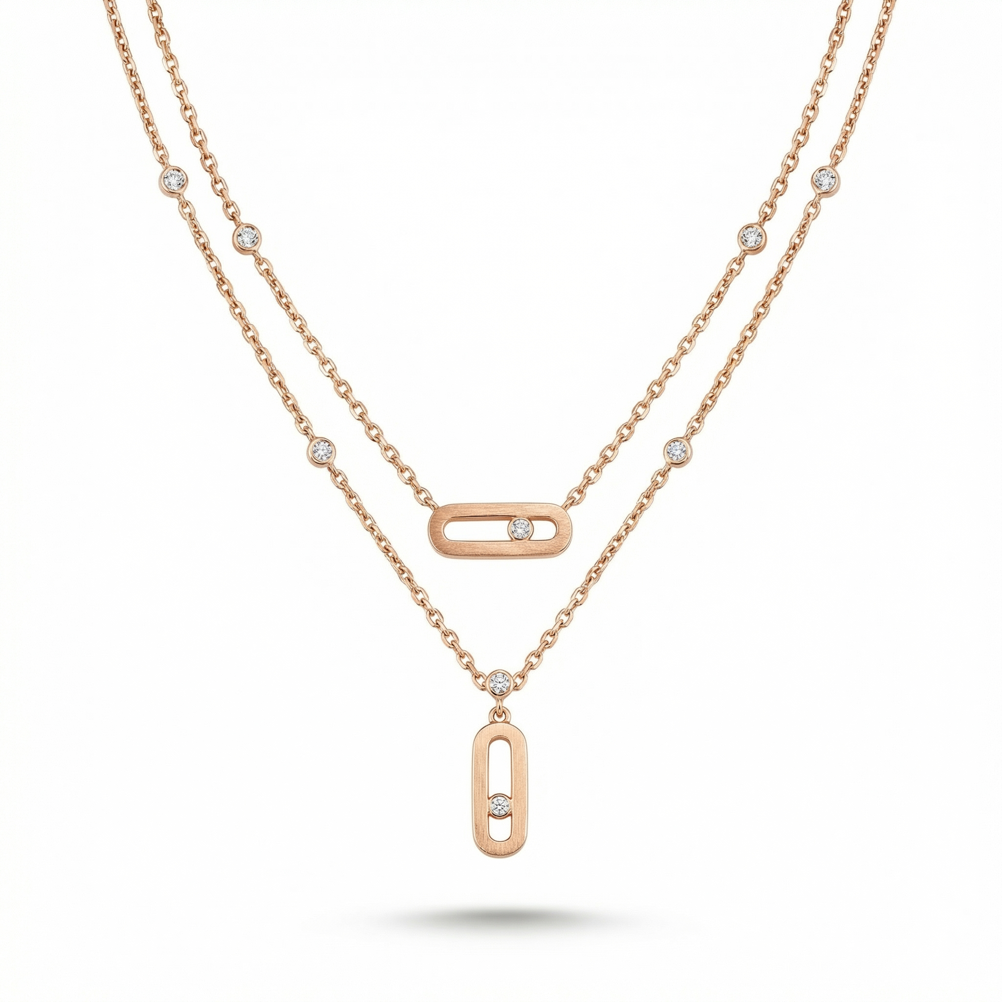 18K Rose Gold & Diamond Messika Inspired Pendant (0.15ct) (6g)