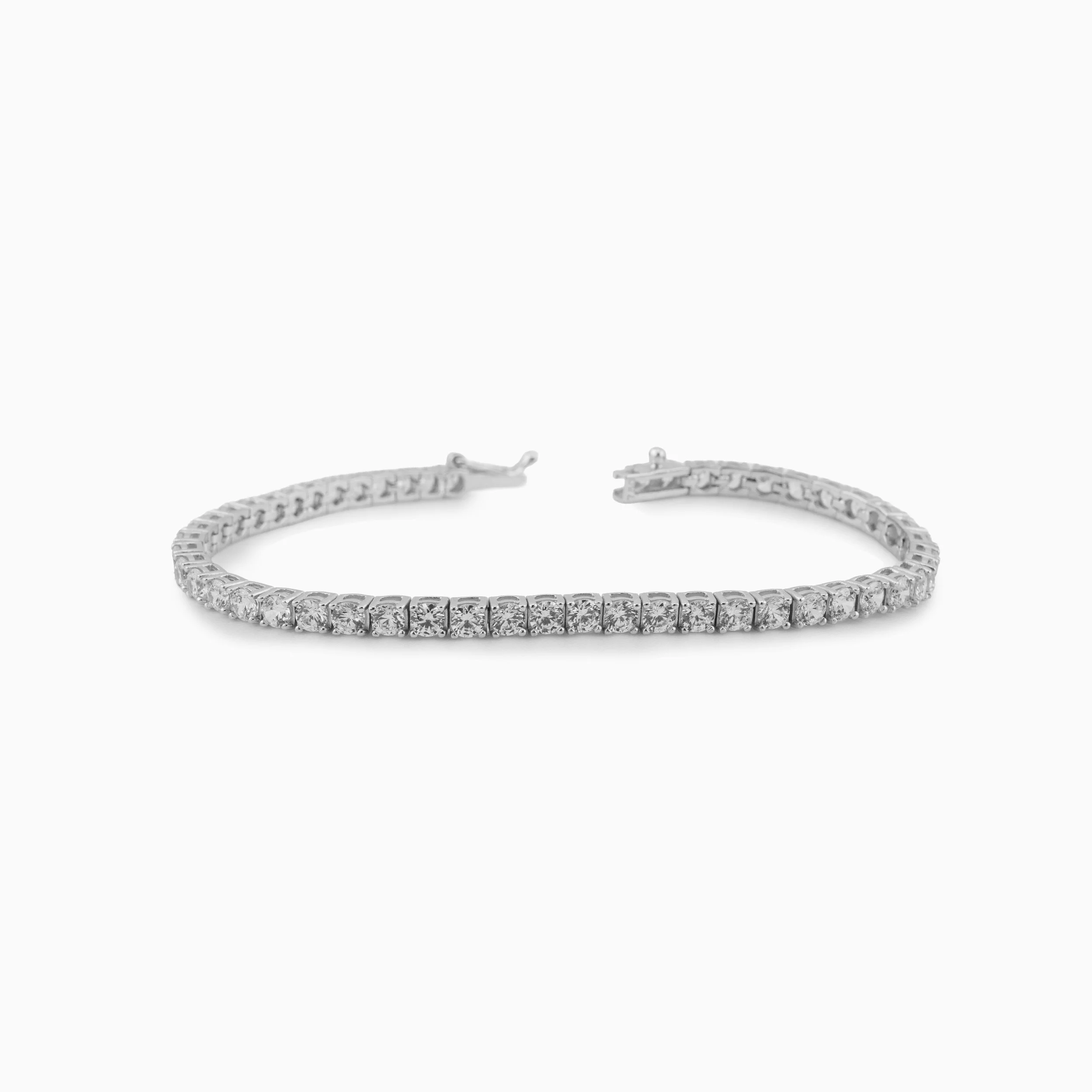 18K White Gold & Cz Tennis Bracelet
