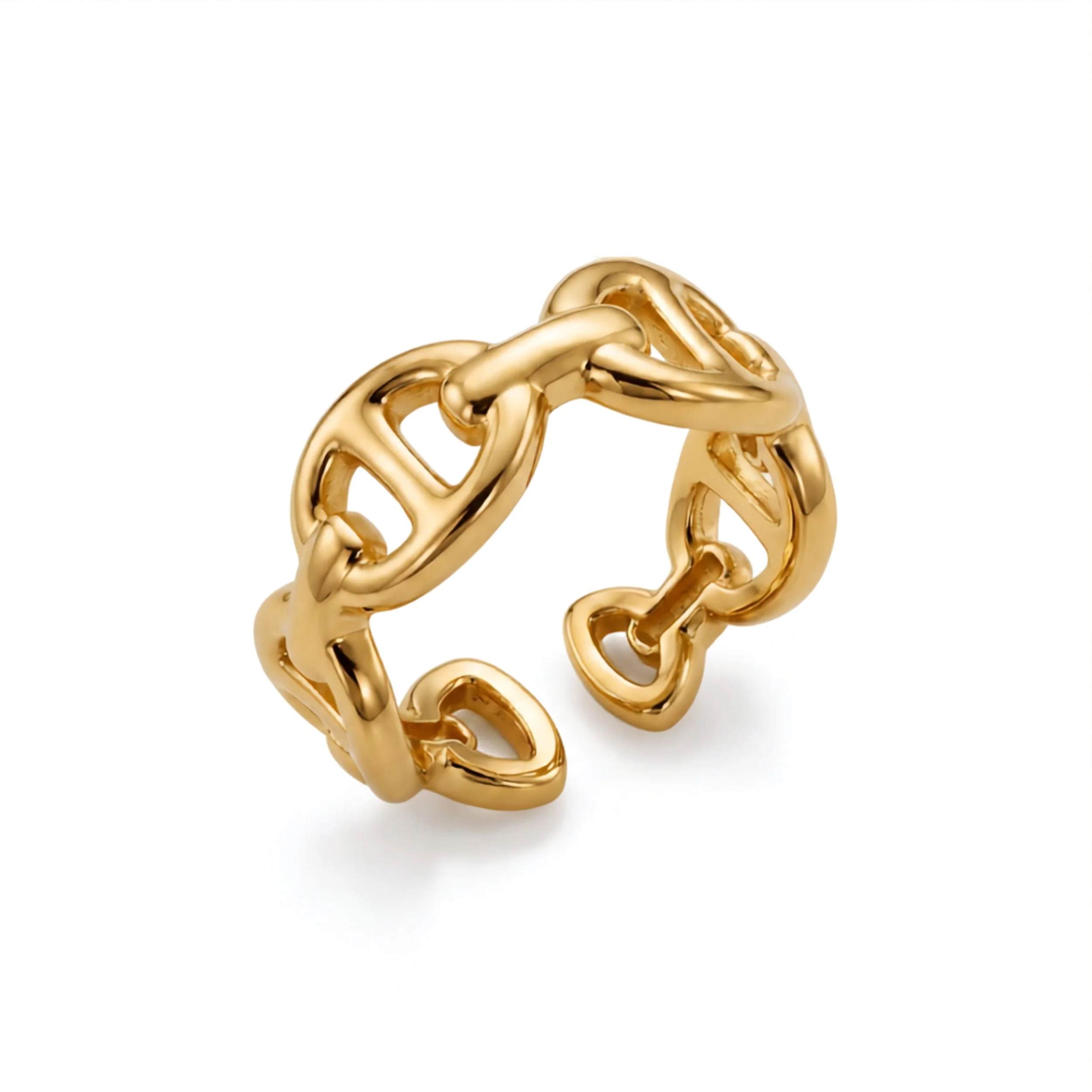 18K Yellow Gold Mariner Link Open Ring (2.57g)