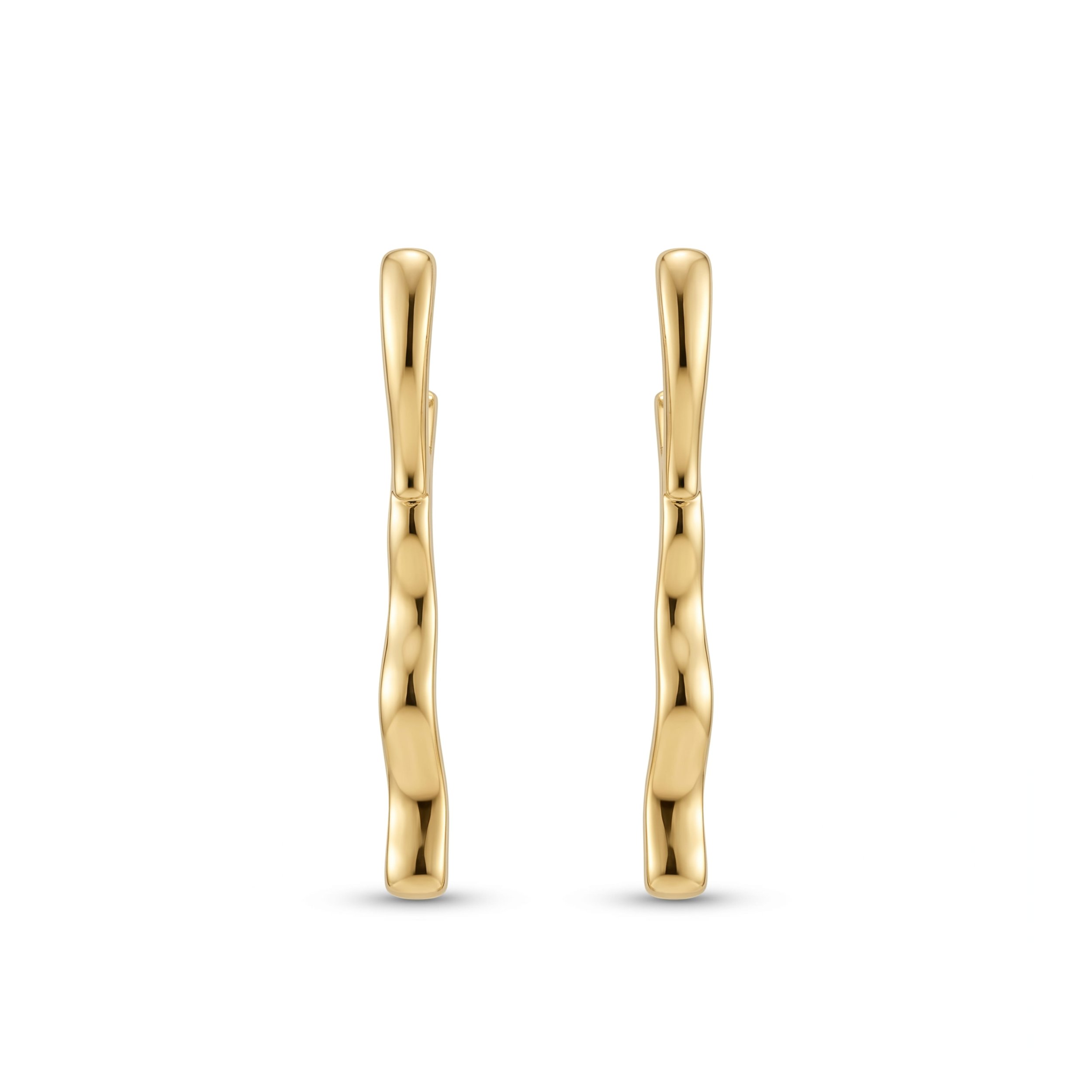 18K Yellow Gold Hammered Bar Earrings (4.44g)