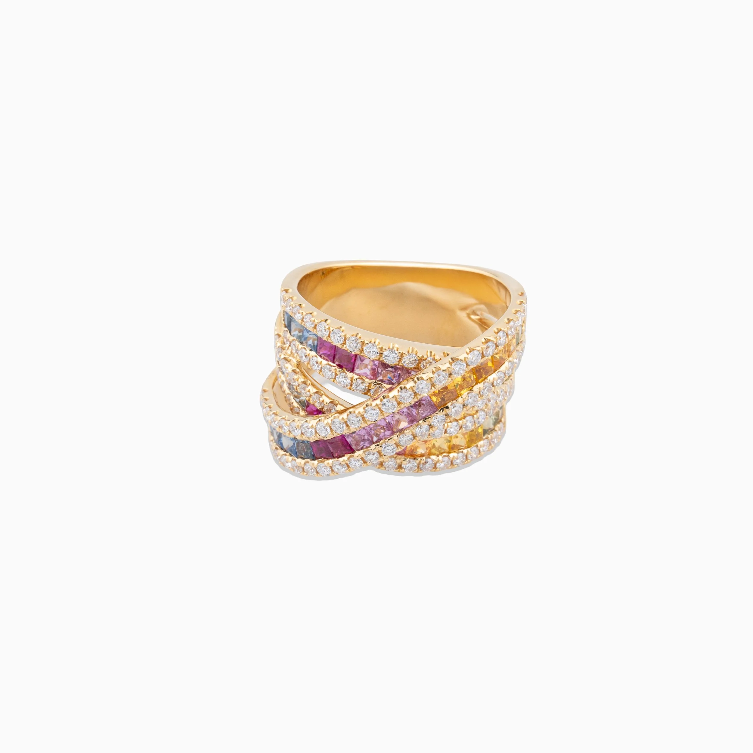 18K Yellow Gold & Diamond Rainbow Ring (2.18ct)