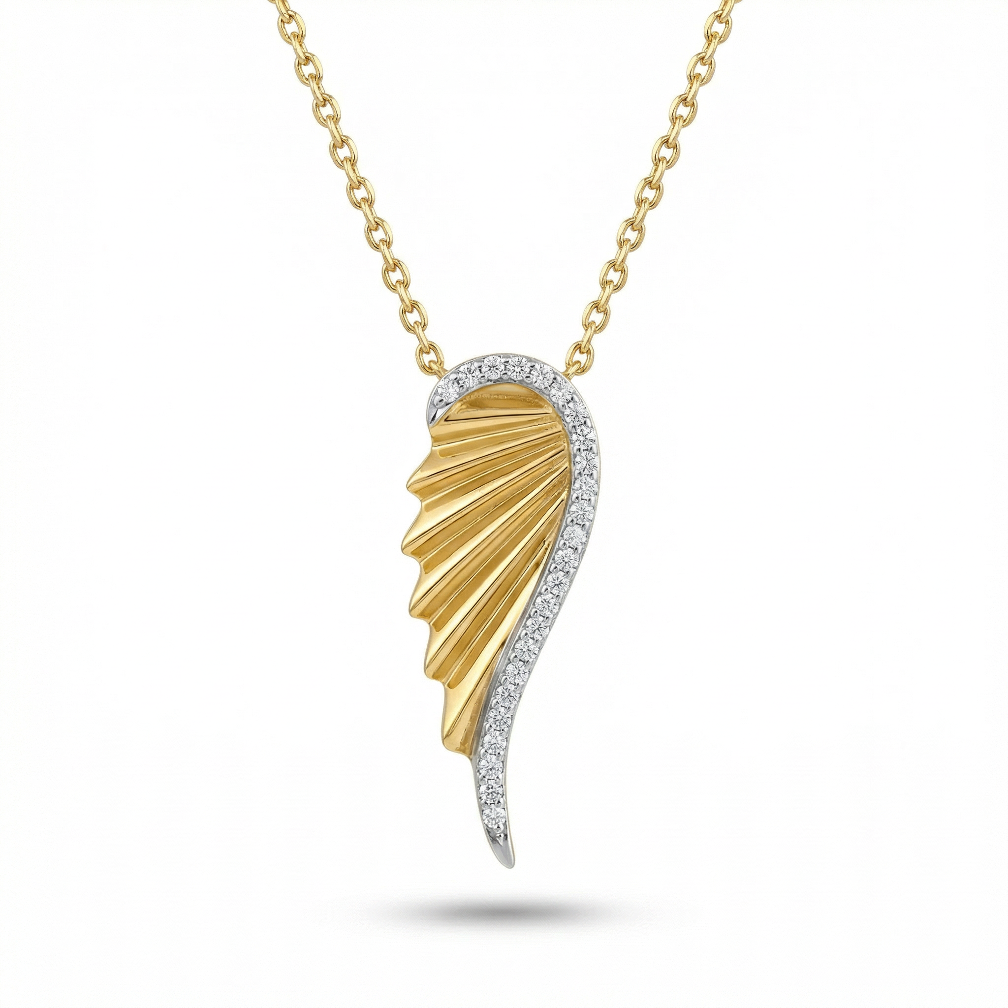 18K Yellow Gold & Diamond Angel Wing Pendant (0.25ct) (6.45g)