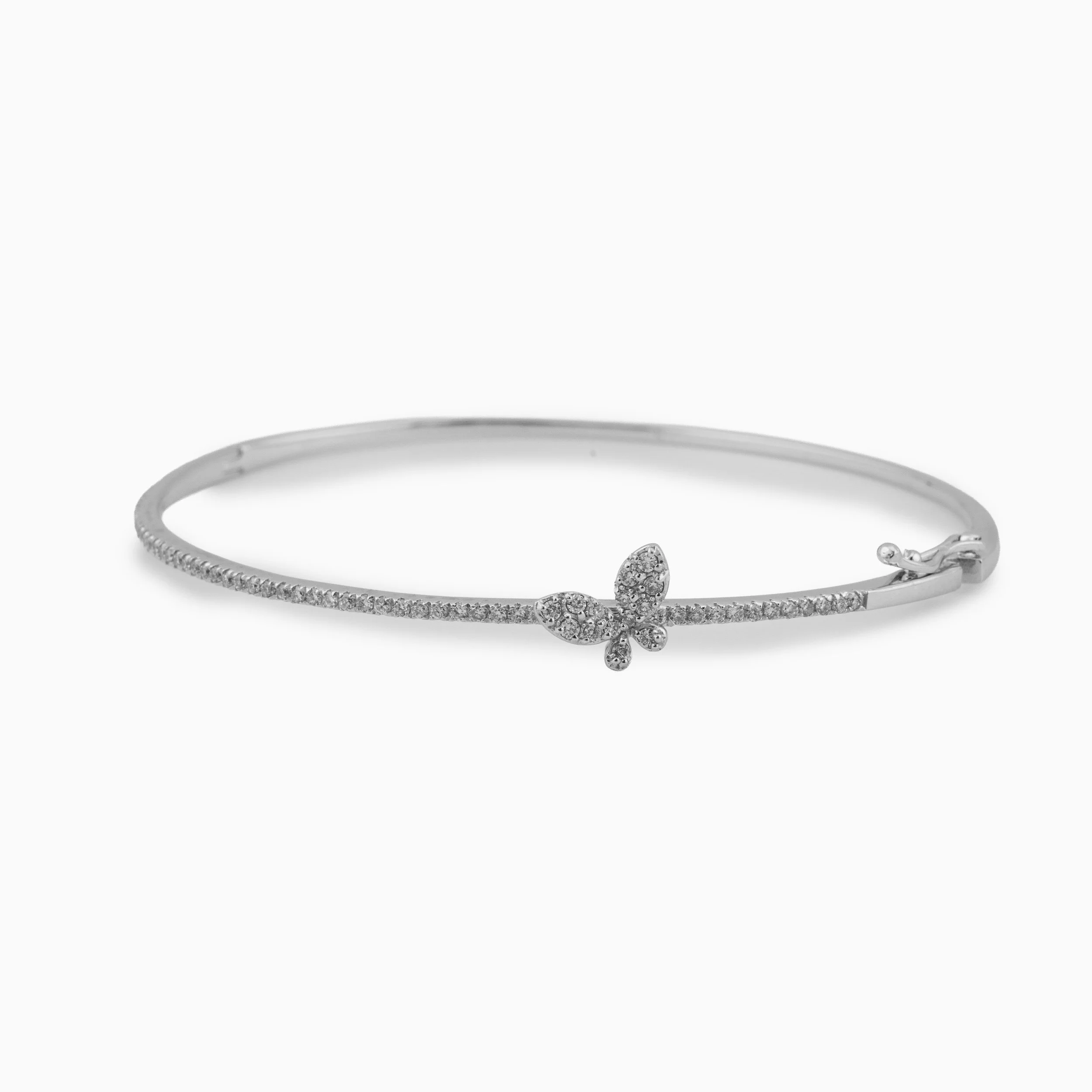 18K White Gold & Diamond Butterfly Bangle (1.08ct)