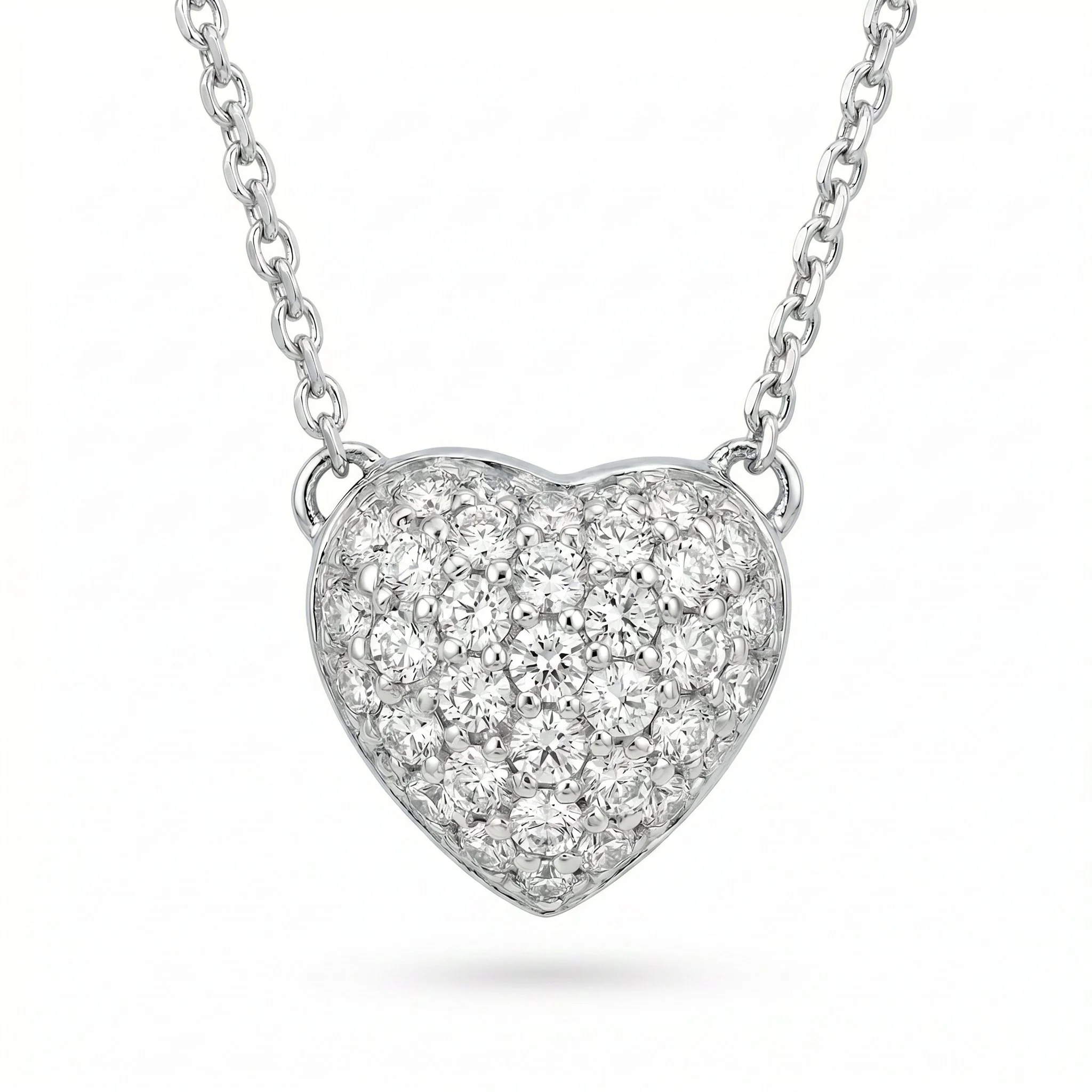 18K White Gold & Diamond Pave Heart Pendant (0.55ct) (5.55g)