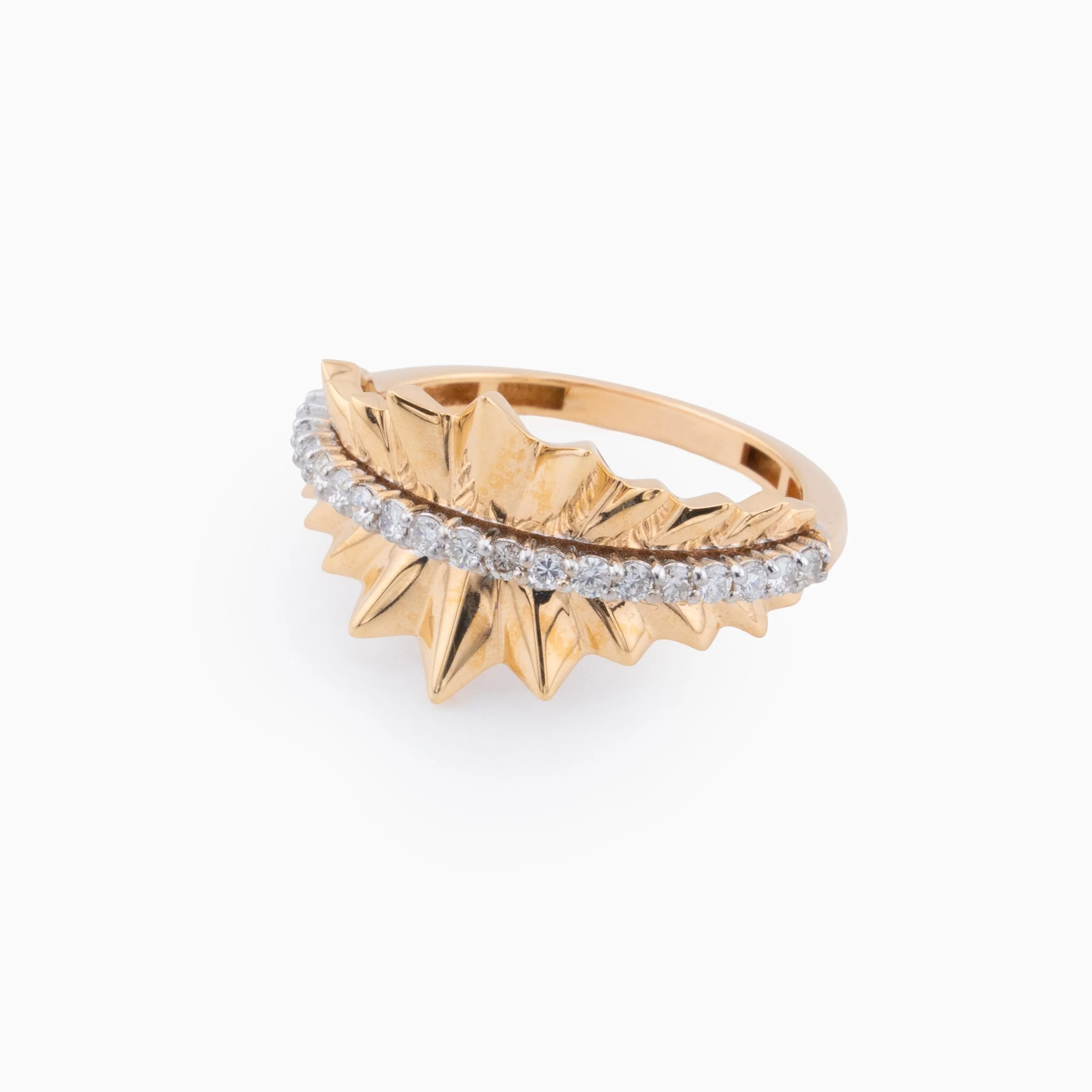 18K Rose Gold & Diamond Sunburst Ring (0.28ct)