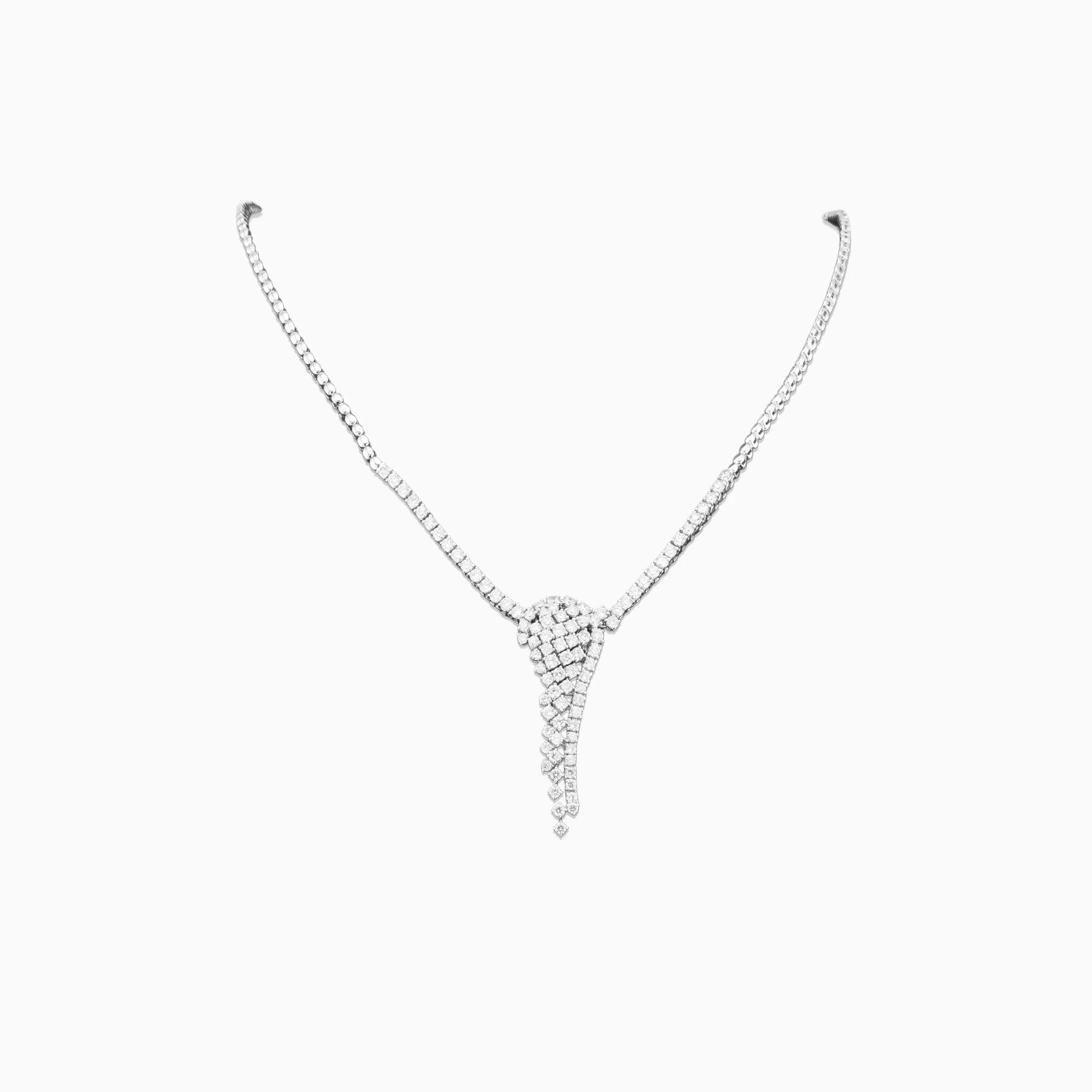 18K White Gold & Diamond Cascading Pendant (3.33ct)