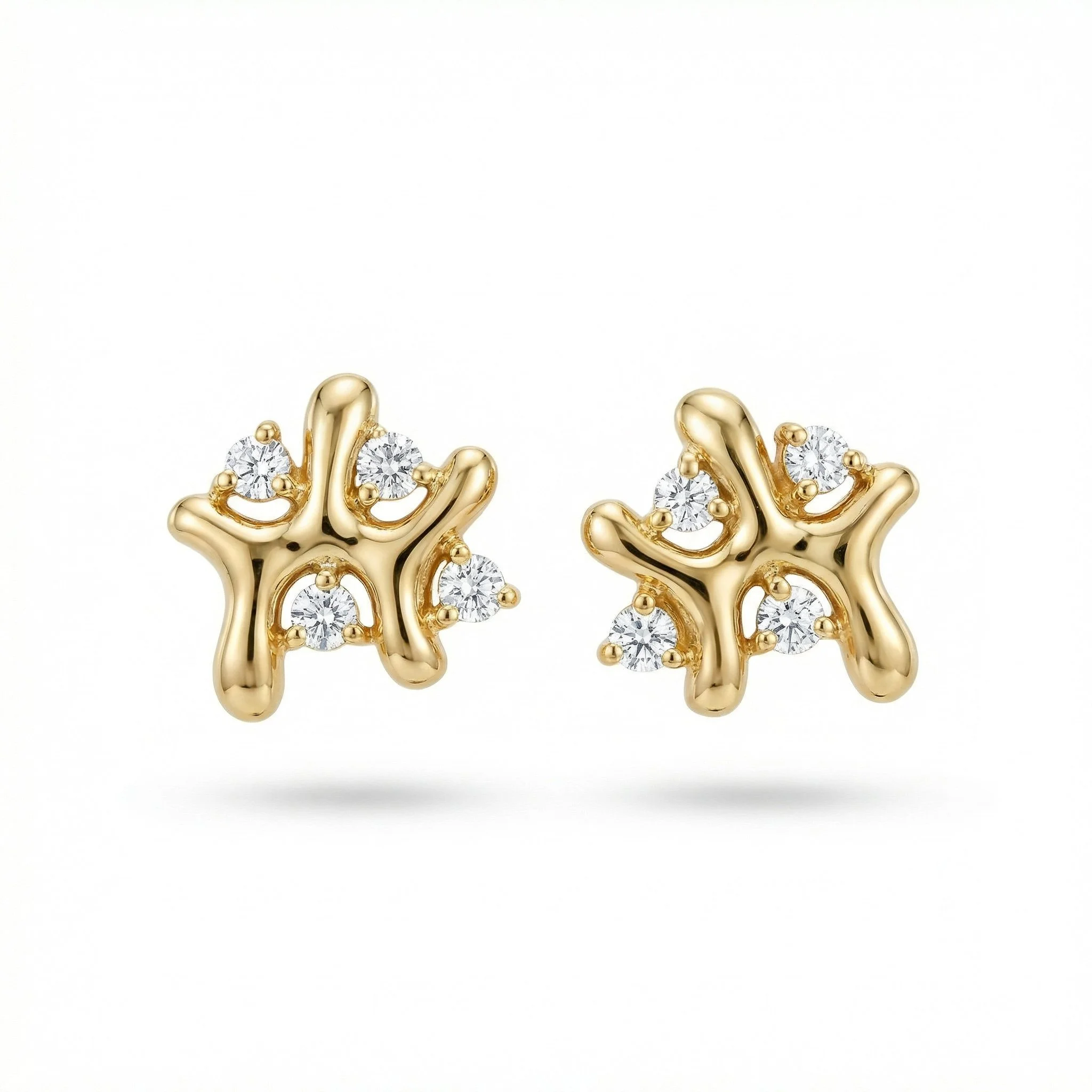 18K Yellow Gold & Diamond Earrings (0.12ct) (2.05g)