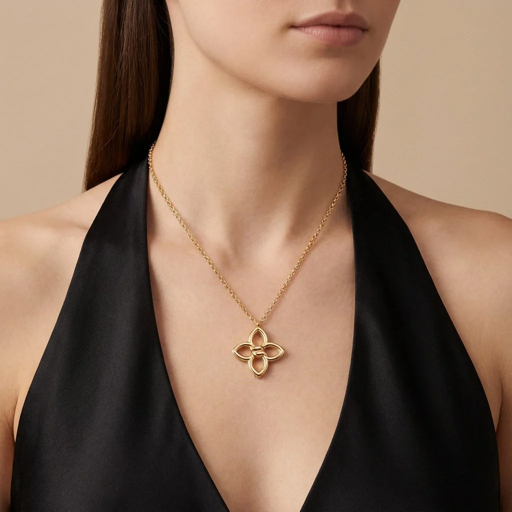 18K Yellow Gold Floral Pendant (4.32g)