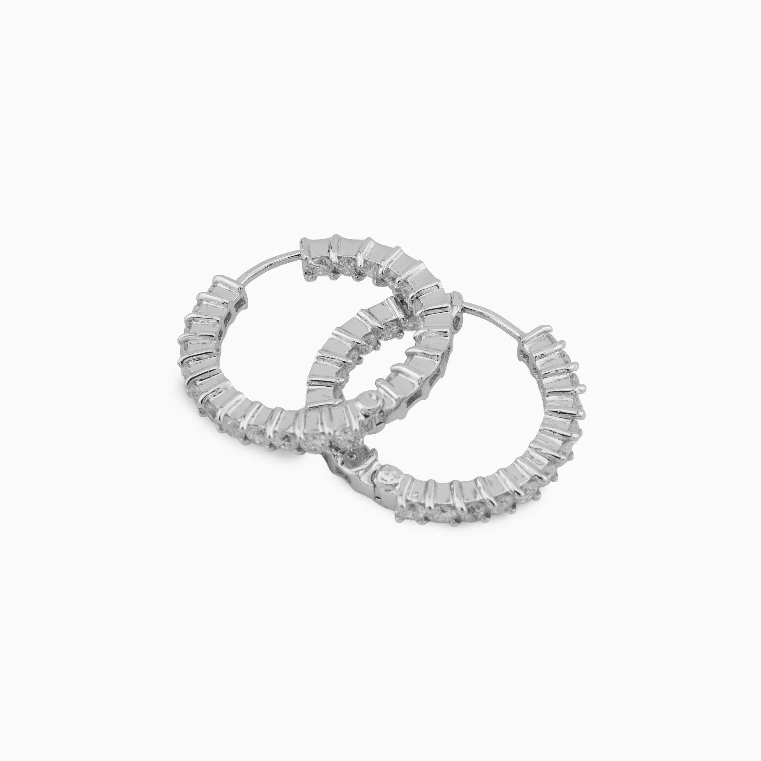 18K White Gold & Diamond Hoop Earrings (1.98ct)