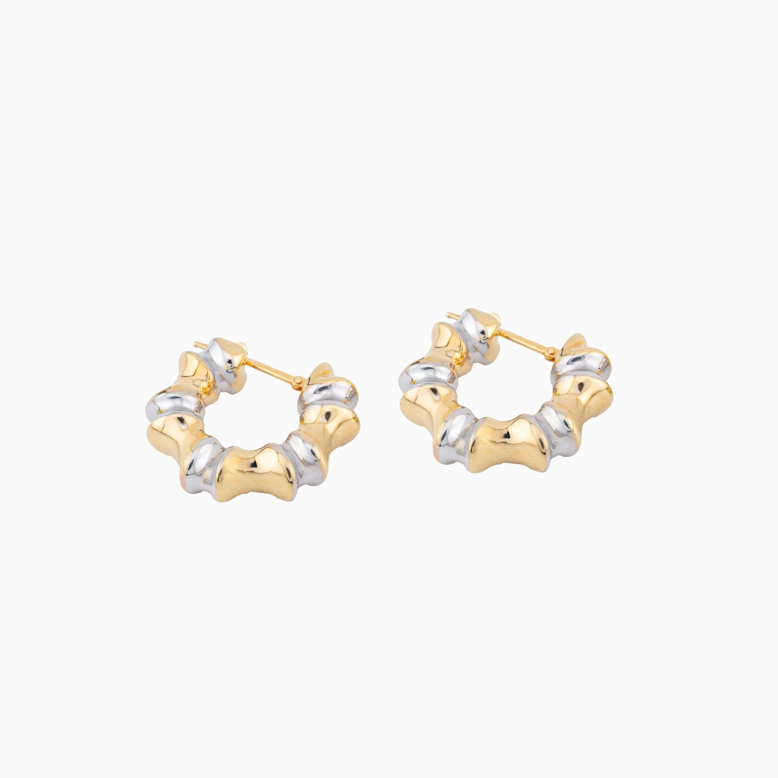 18K Yellow Gold Two-Tone Earrings (6.03g)