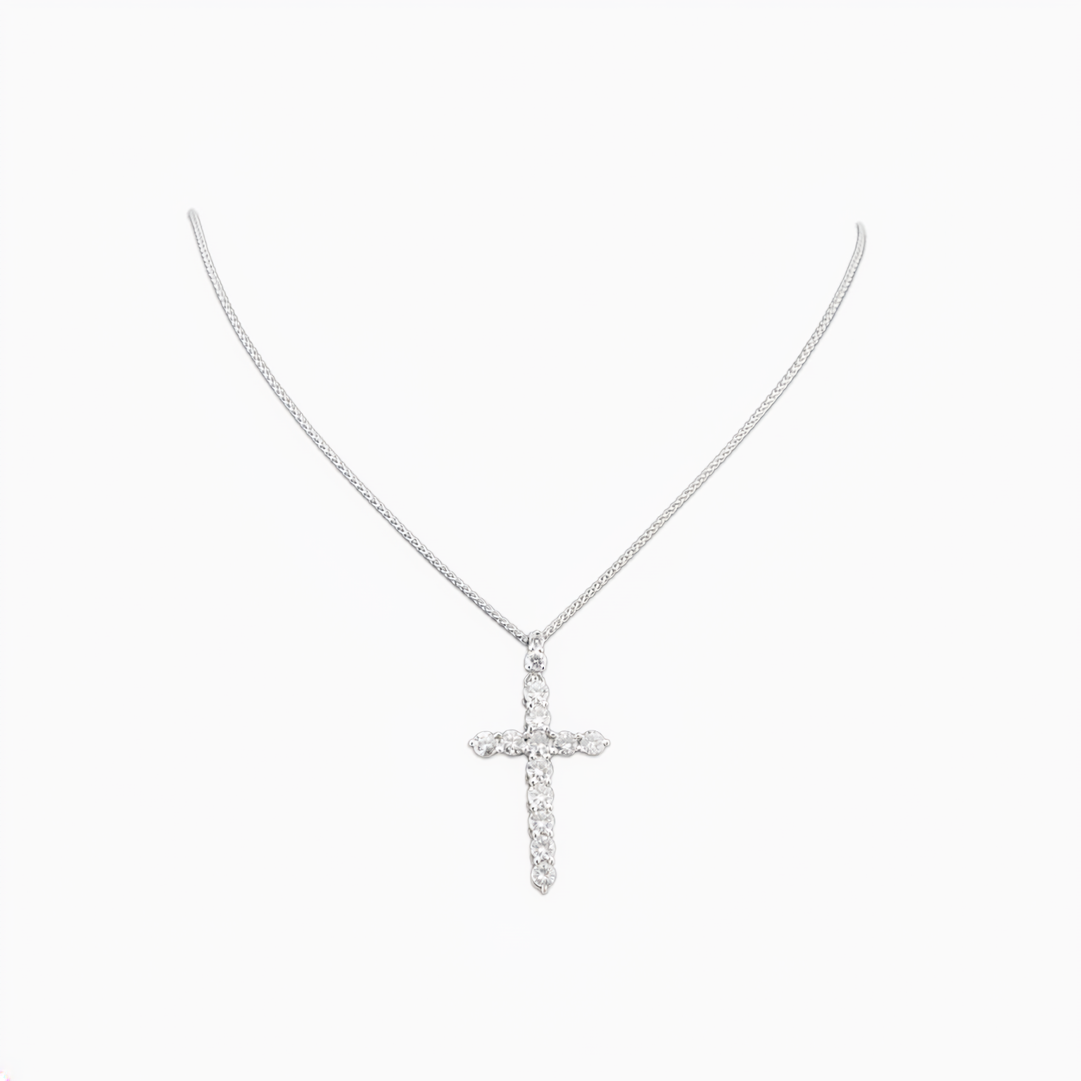 18K White Gold & Diamond Cross Pendant (1.56ct)