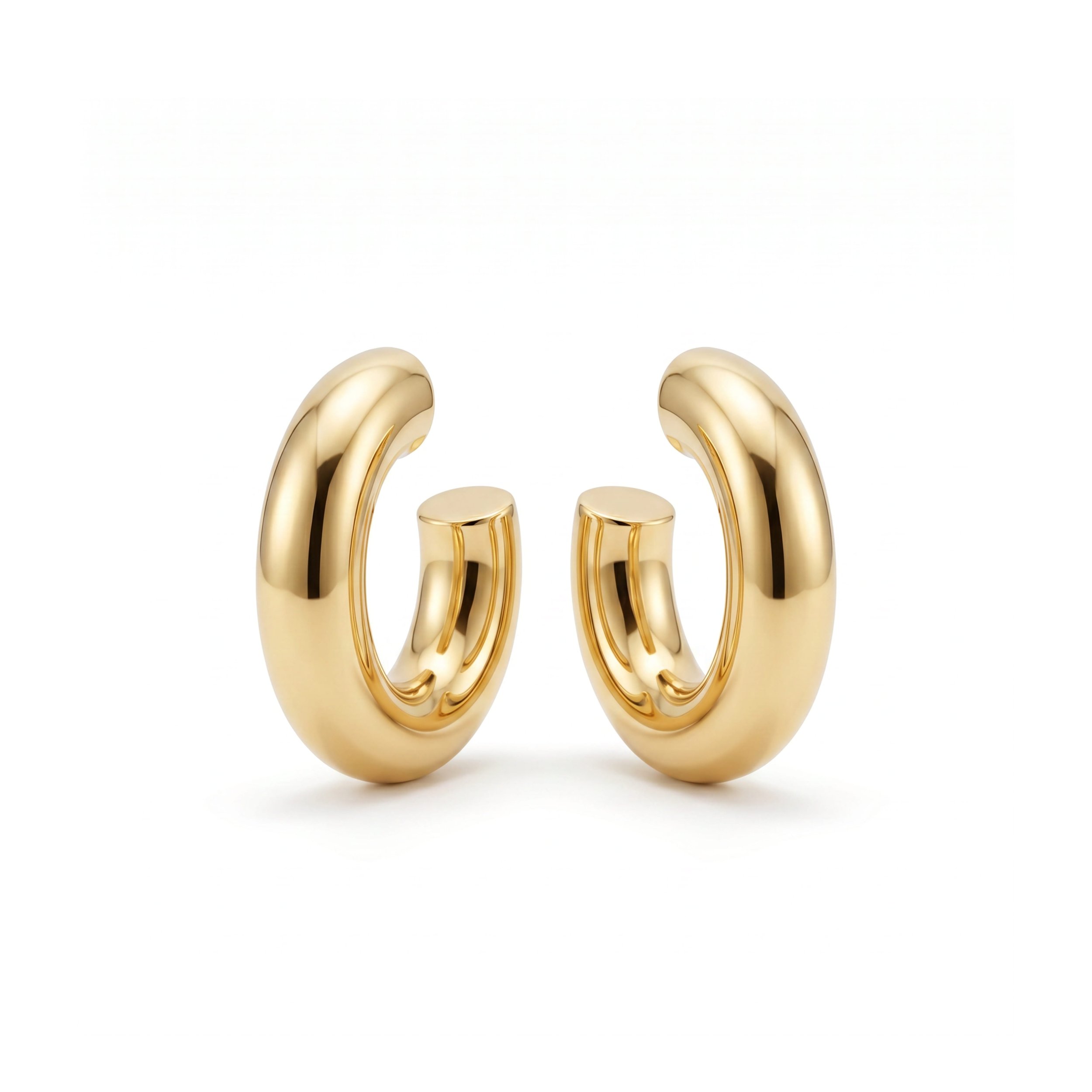 18K Yellow Gold Dome Open Hoop Earrings (7.84g)