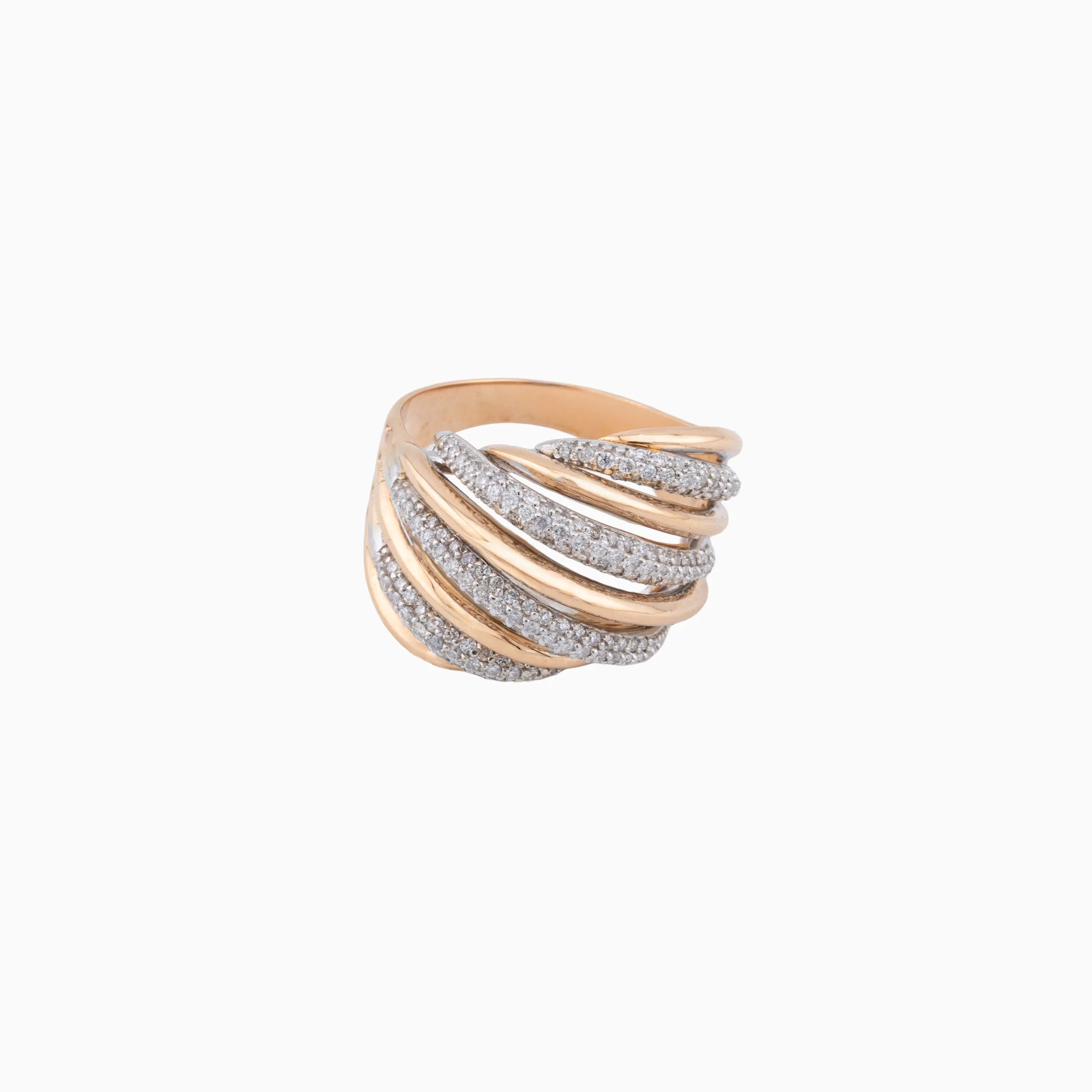 18K Rose Gold & Diamond Wave Ring (0.64ct)