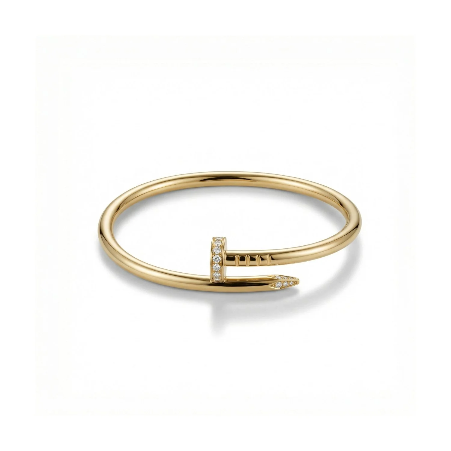 18K Yellow Gold & Diamond Cartier Inspired 'Juste un Clou' Bangle (0.28ct) (8.44g)