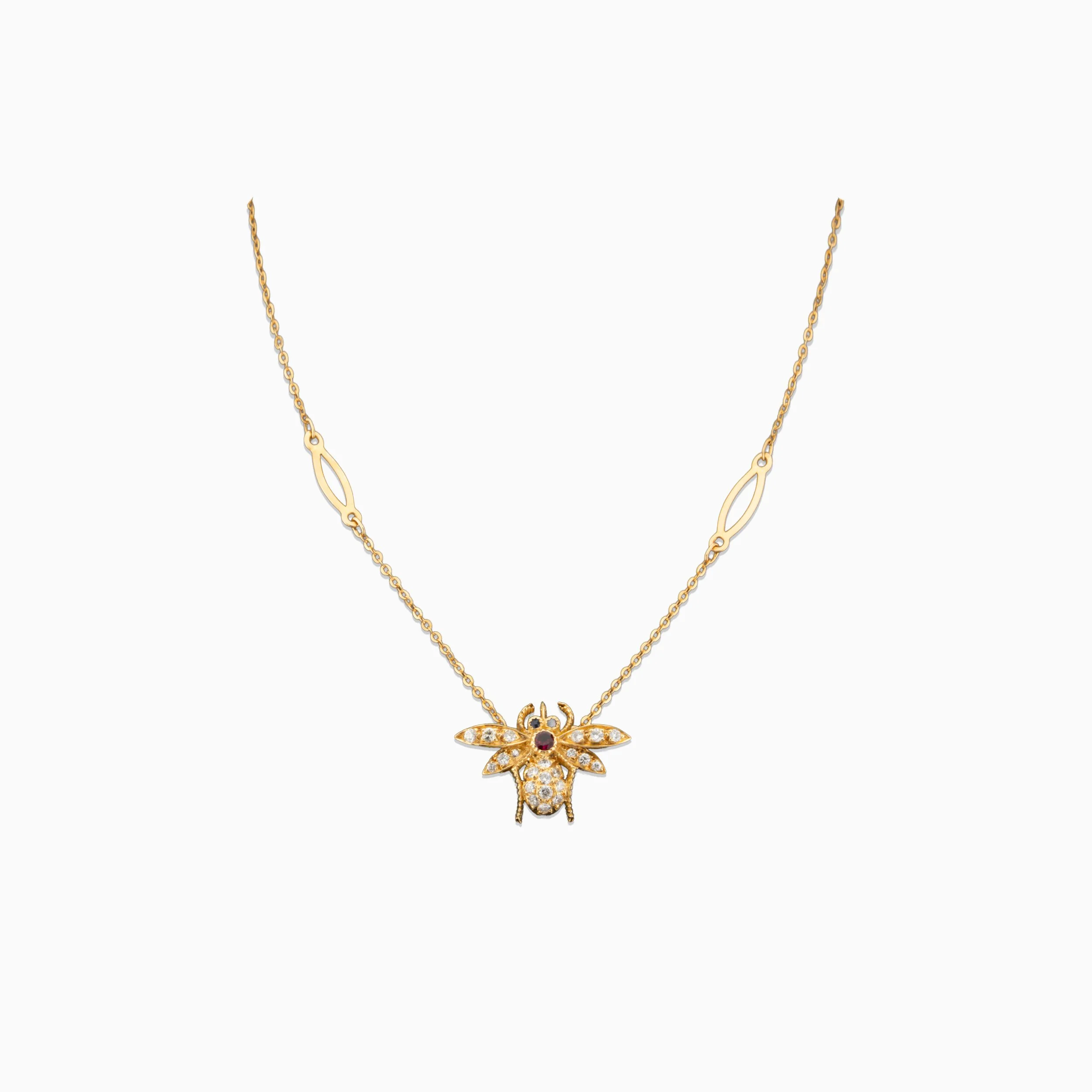 18K Yellow Gold & Diamond Bee Pendant (0.66ct)