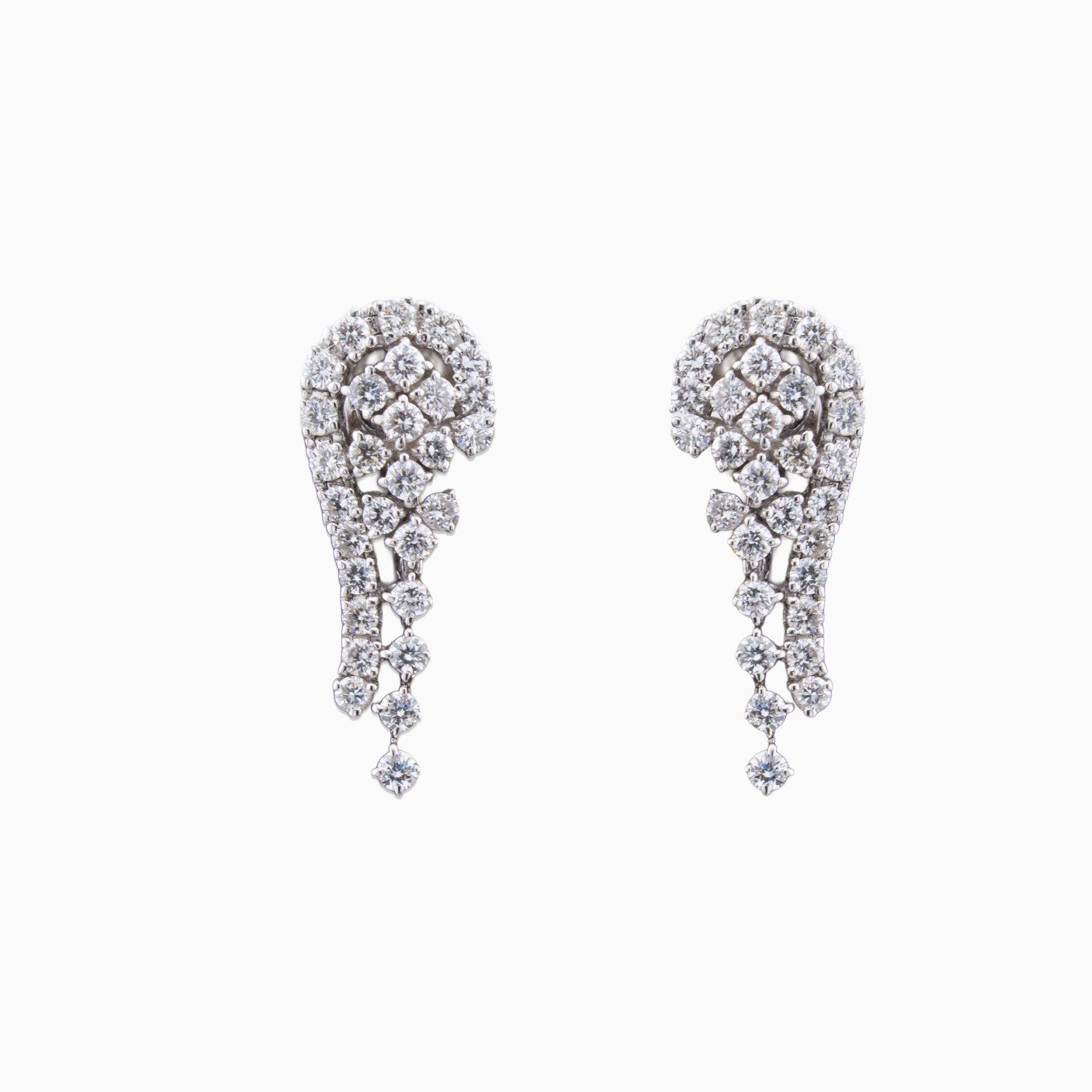 18K White Gold & Diamond Cascading Earrings (1.45ct)