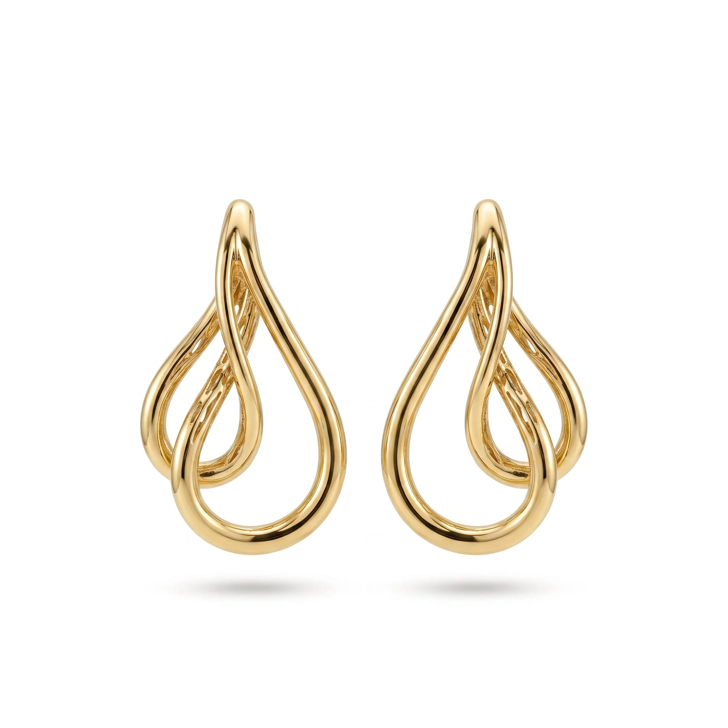 18K Yellow Gold Twisted Teardrop Earrings (7.31g)