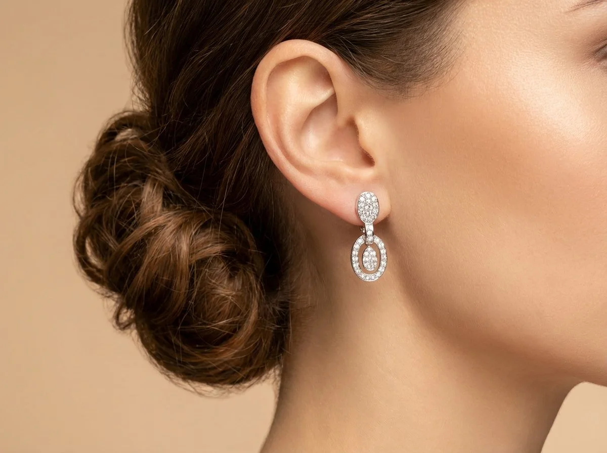 18K White Gold & Diamond Curve Drop Earrings (1.56ct) (9.52g)