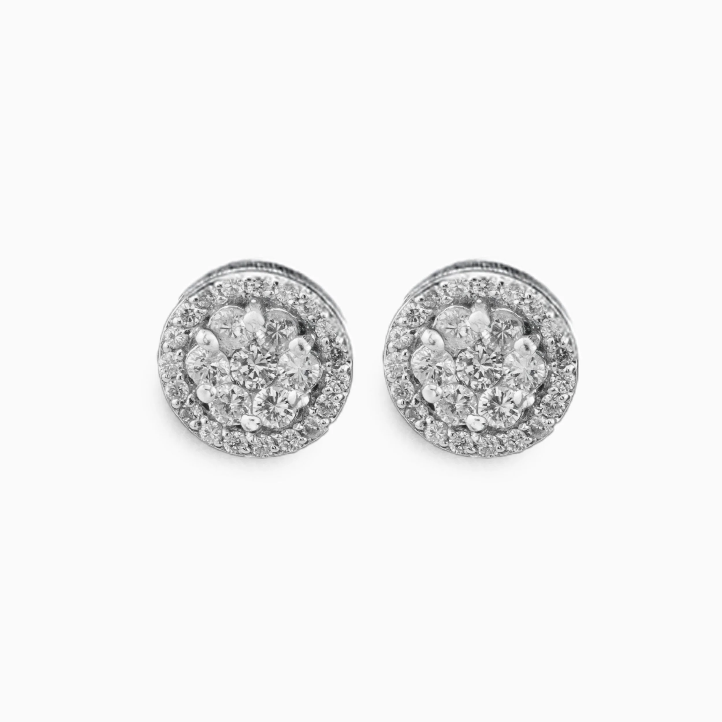 18K White Gold & Diamond Halo Cluster Earrings (0.65ct)