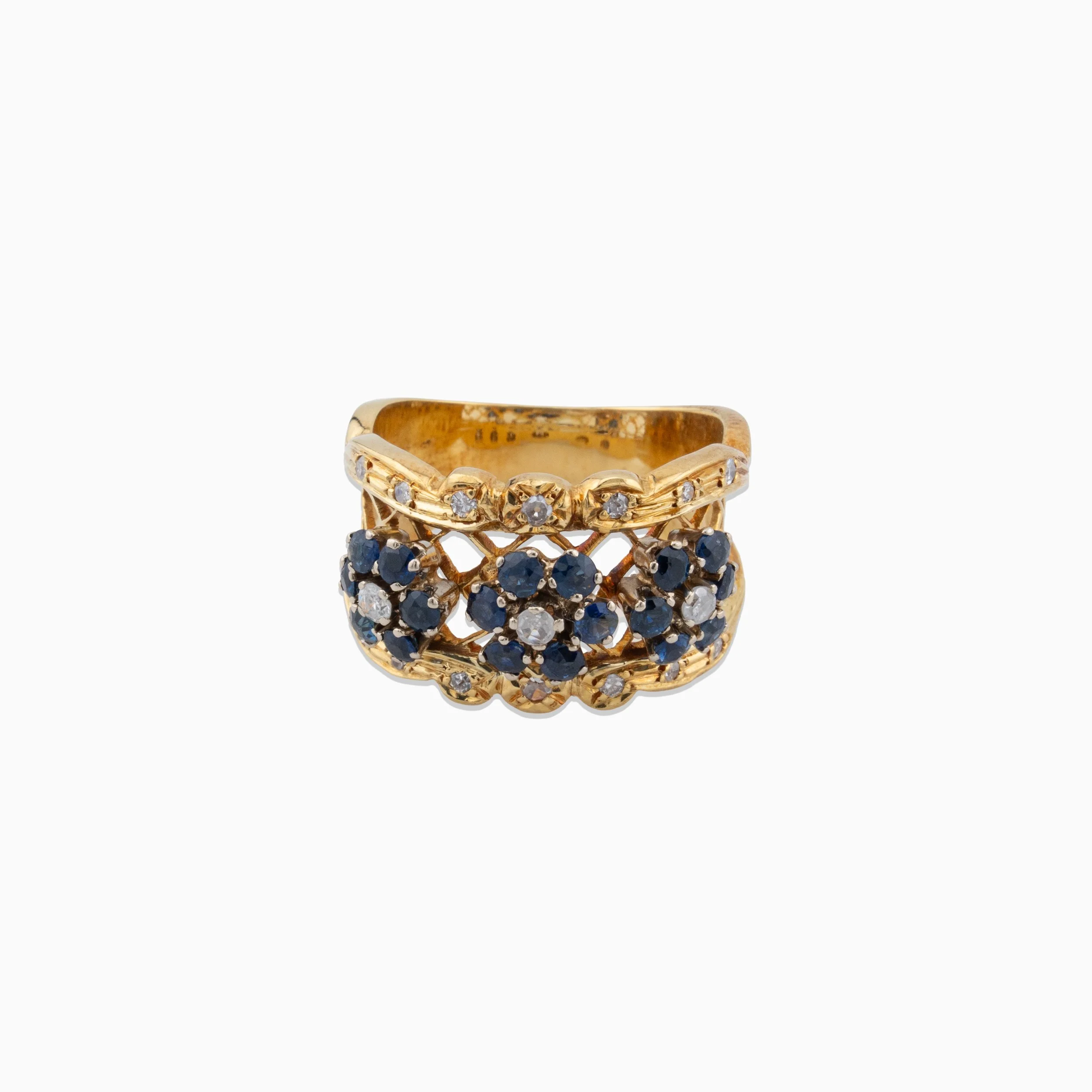 18K Yellow Gold & Diamond With Sapphire Ring (0.20ct)