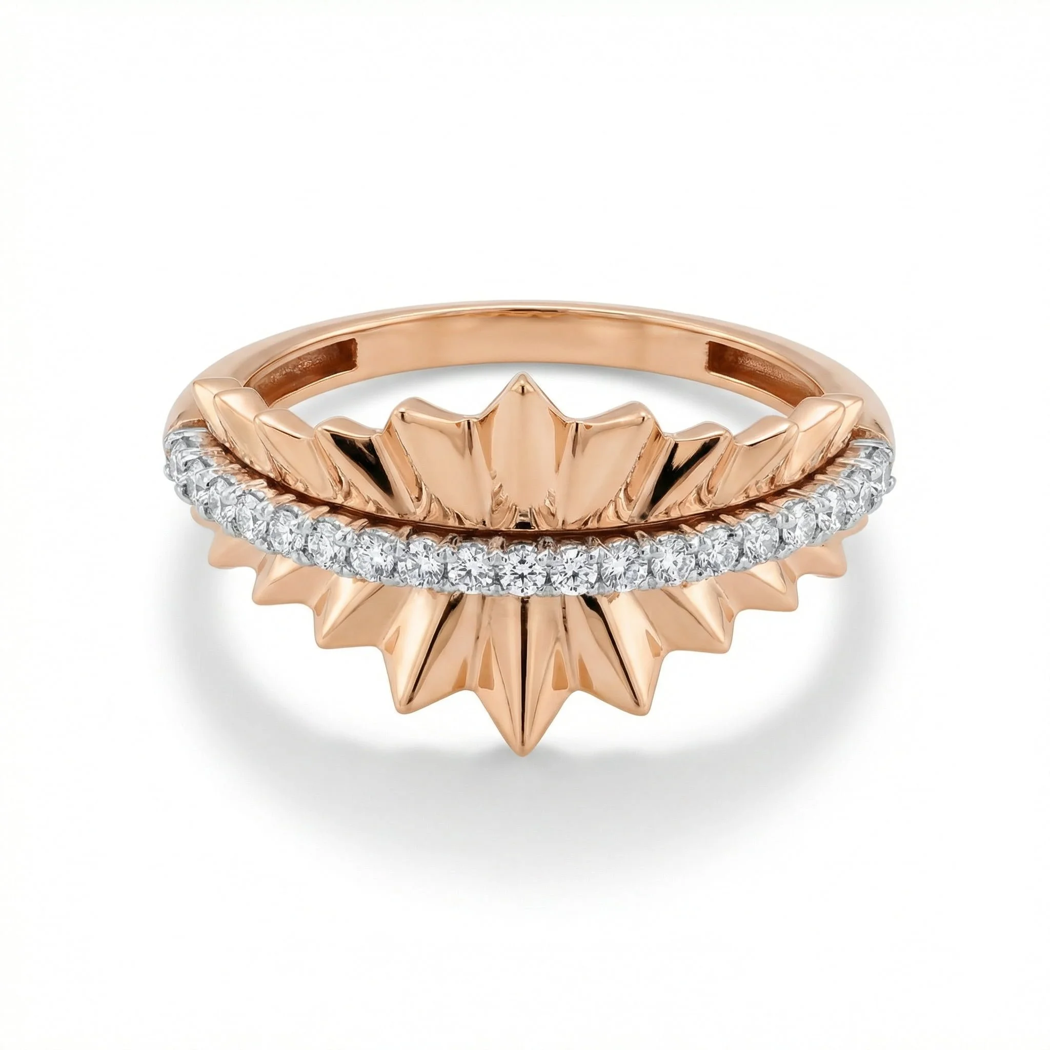 18K Rose Gold & Diamond Sunburst Ring (0.28ct) (3.93g)