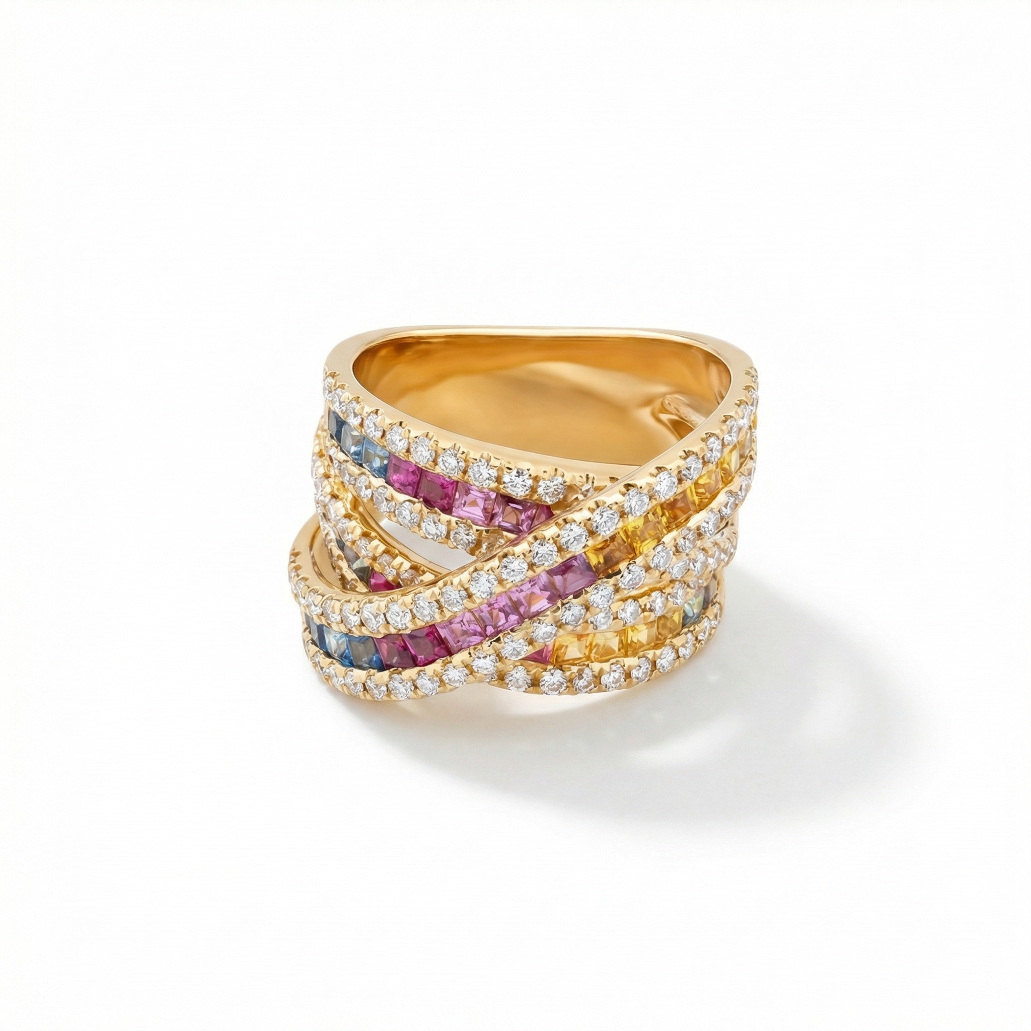 18K Yellow Gold & Diamond Rainbow Ring (2.18ct) (15.37g)