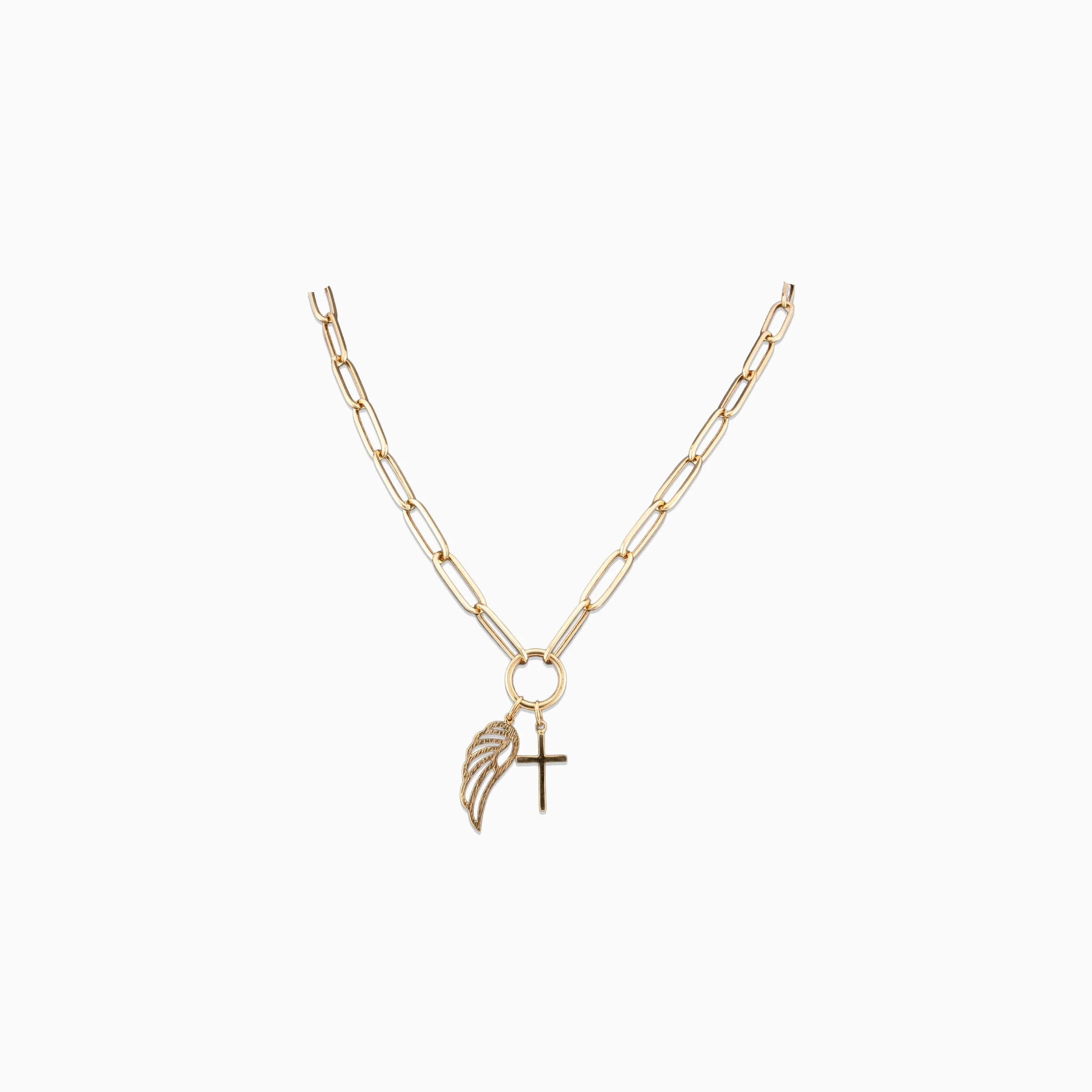 18K Yellow Gold Guardian Link Charm Pendant (8.36g)
