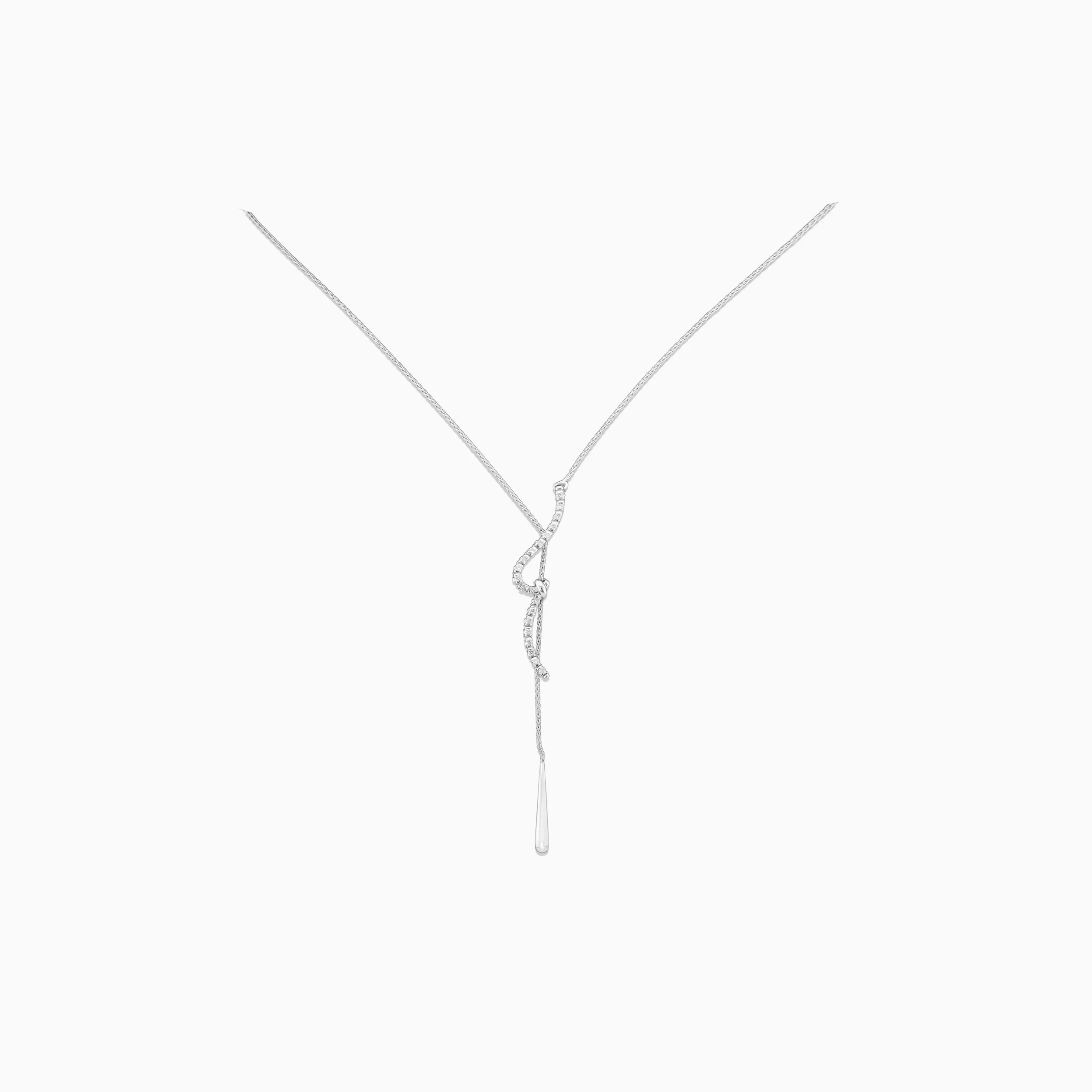 18K White Gold & Diamond Lariat Pendant (0.45ct)