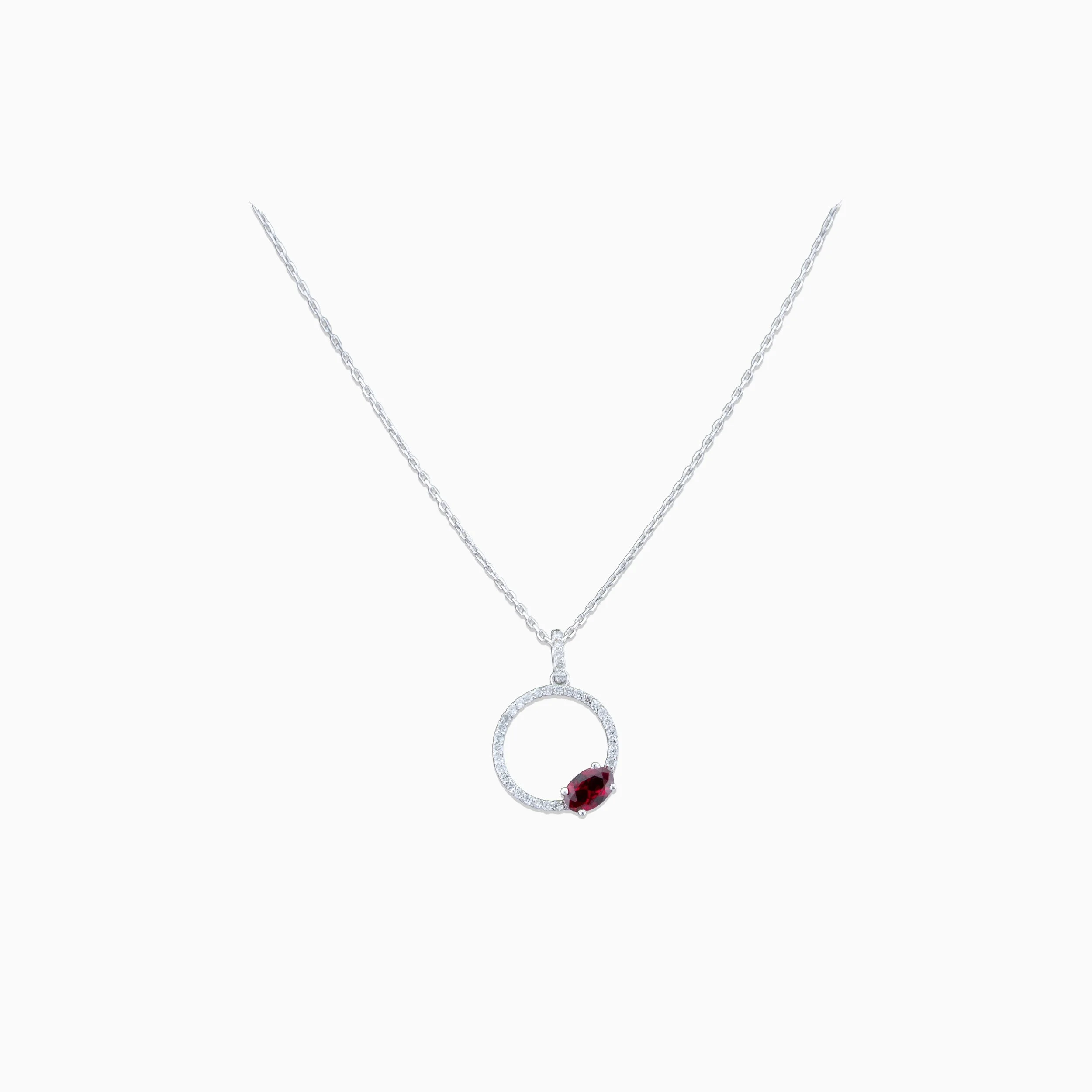 18K White Gold & Diamond With Ruby Pendant (0.18ct)